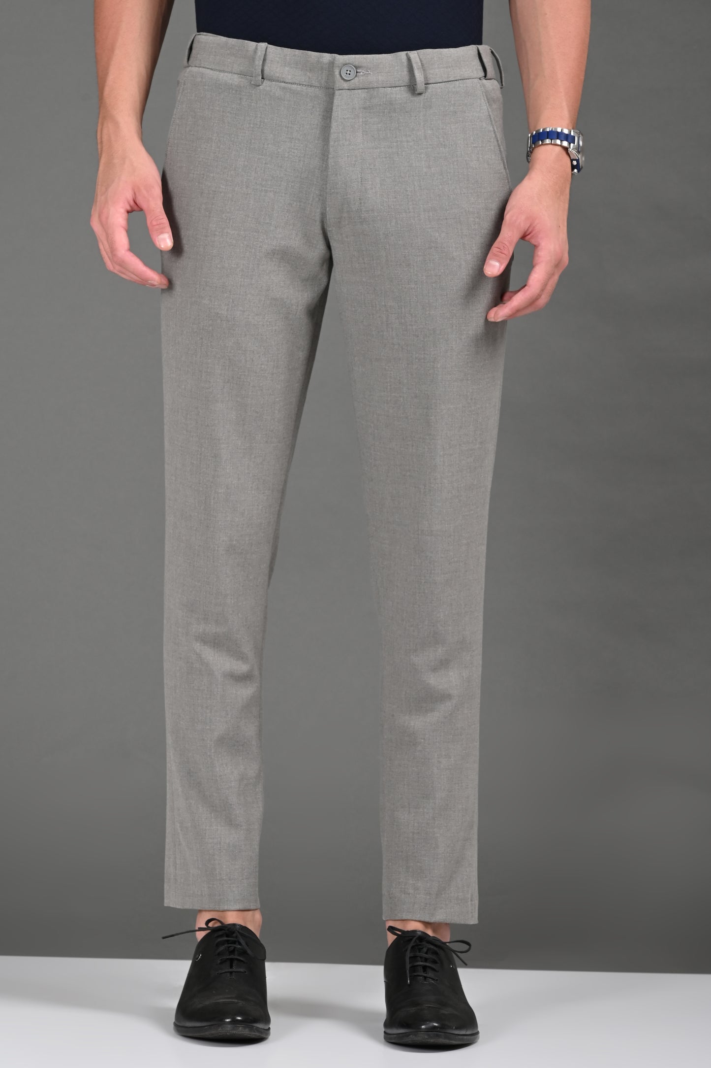Omniwear Automatic Series – Grey Ankle Fit 4-Way Stretch Trousers - IVYN