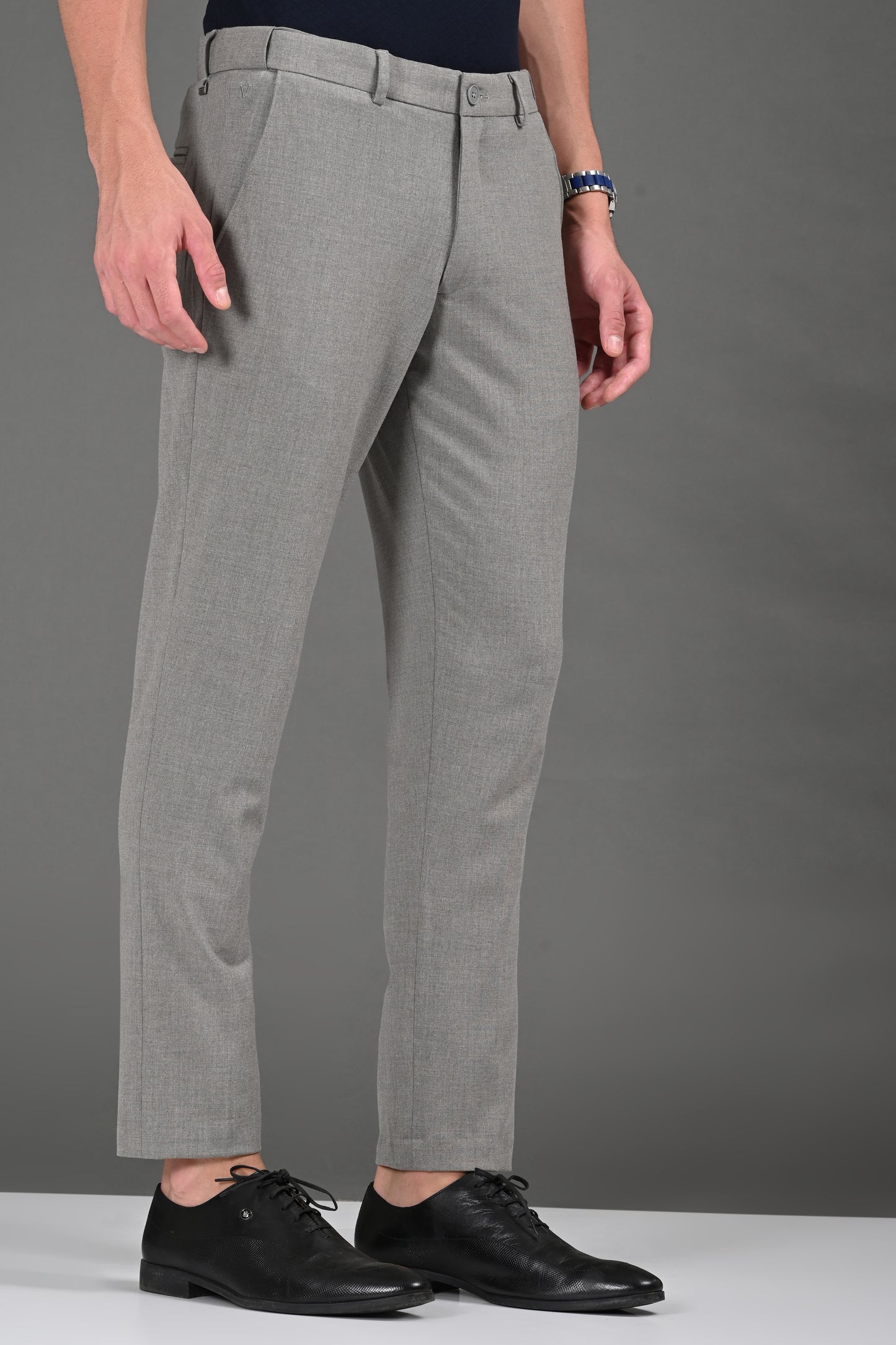 Omniwear Automatic Series – Grey Ankle Fit 4-Way Stretch Trousers - IVYN