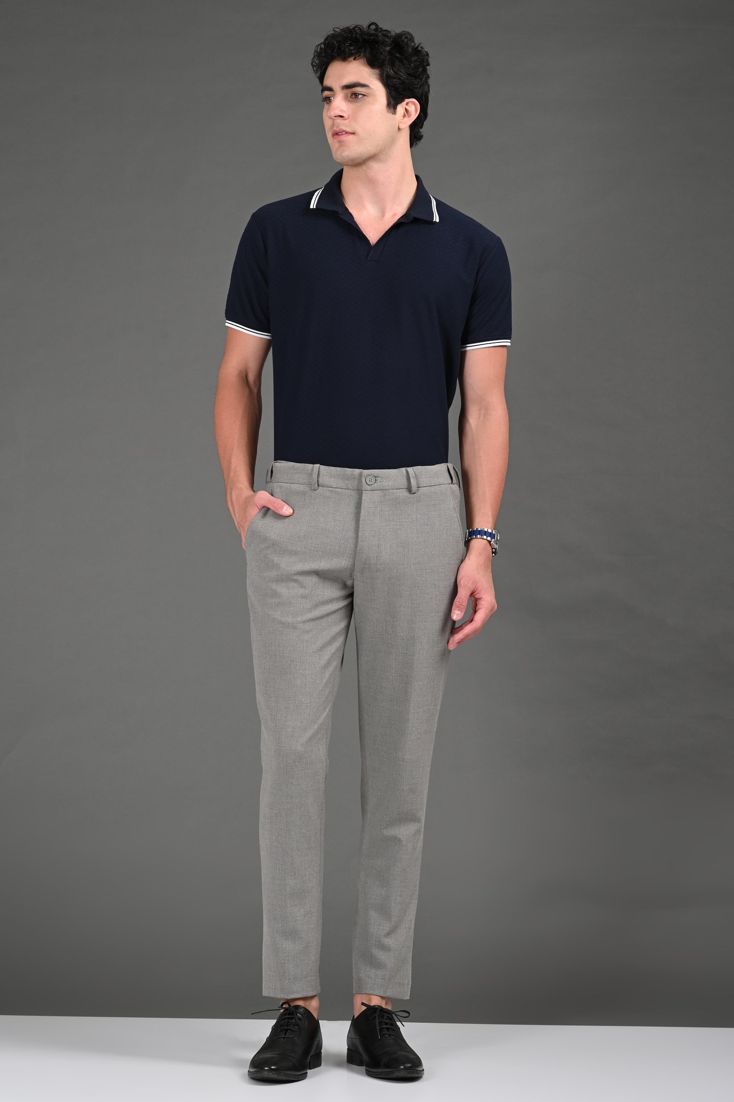 Omniwear Automatic Series – Grey Ankle Fit 4-Way Stretch Trousers - IVYN