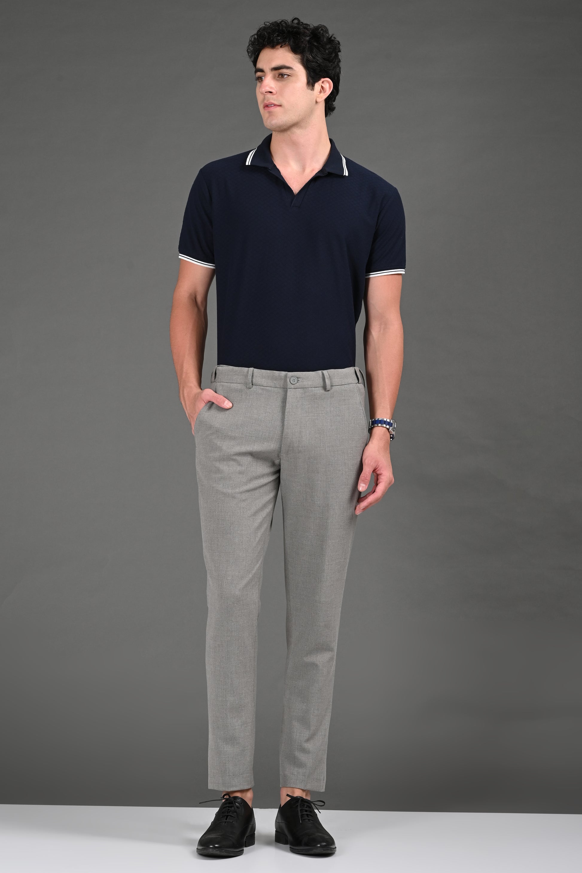 Omniwear Automatic Series – Grey Ankle Fit 4-Way Stretch Trousers - IVYN