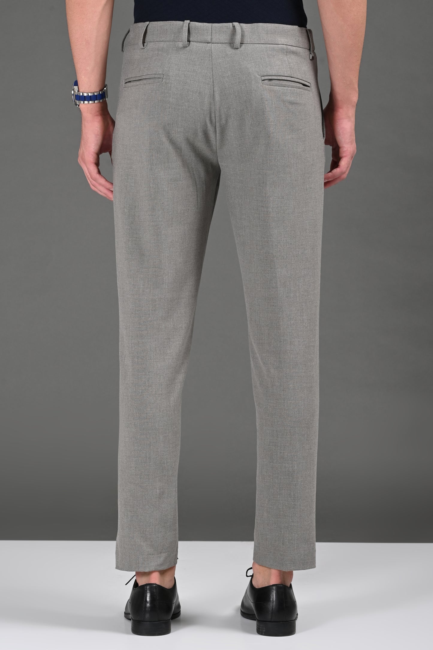 Omniwear Automatic Series – Grey Ankle Fit 4-Way Stretch Trousers - IVYN