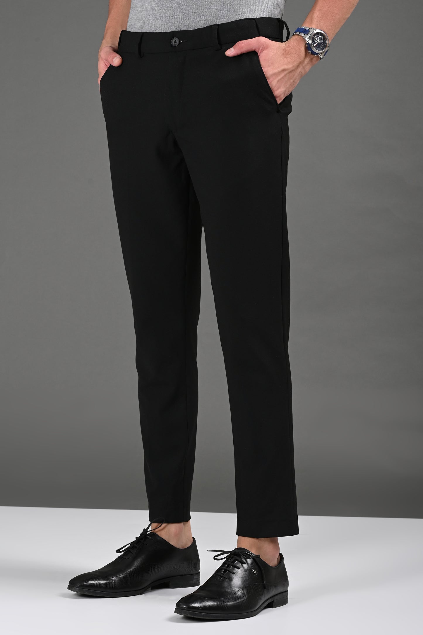 Omniwear Automatic Series – Jet Black Ankle Fit 4-Way Stretch Trousers