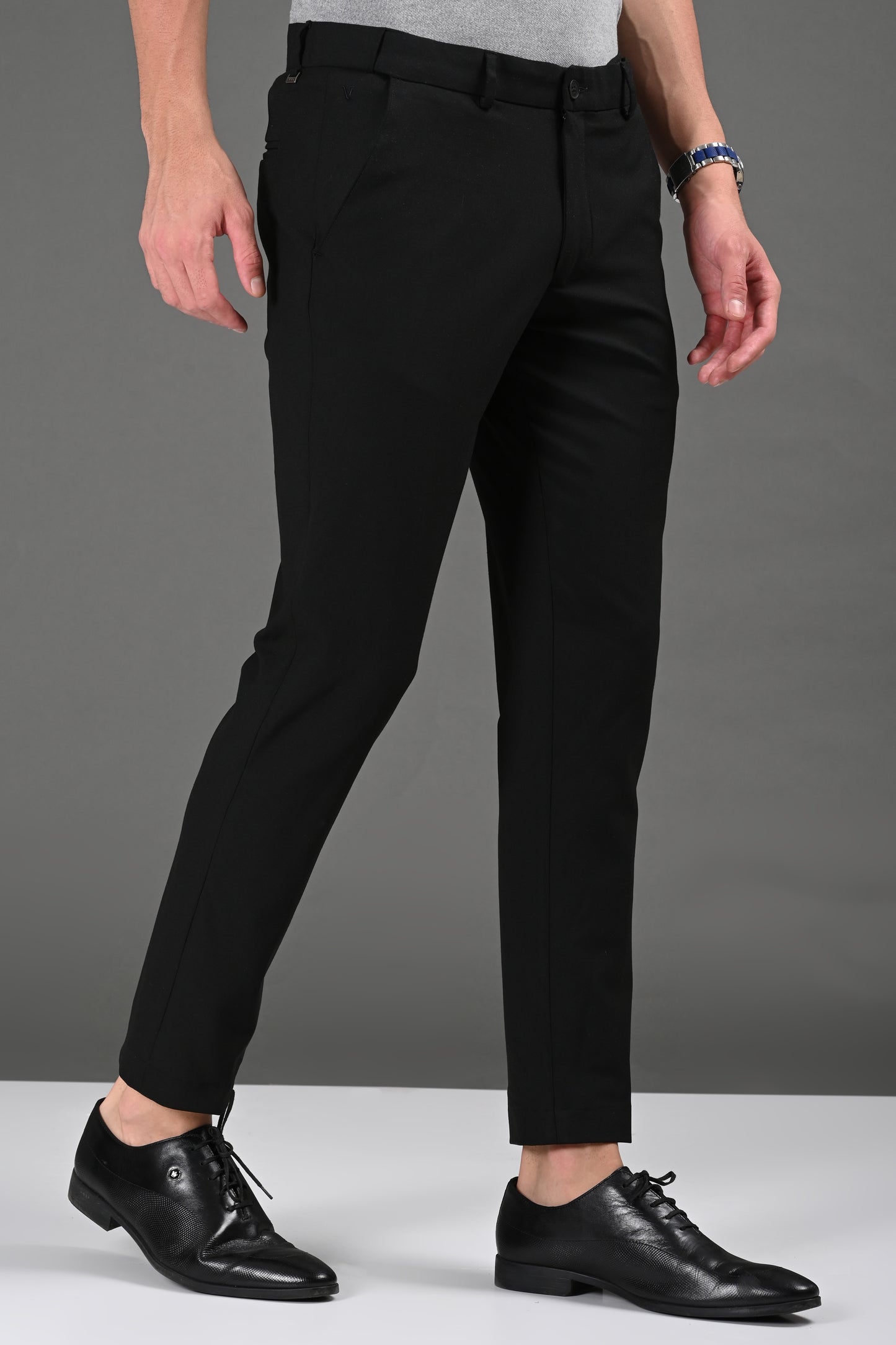 Omniwear Automatic Series – Jet Black Ankle Fit 4-Way Stretch Trousers