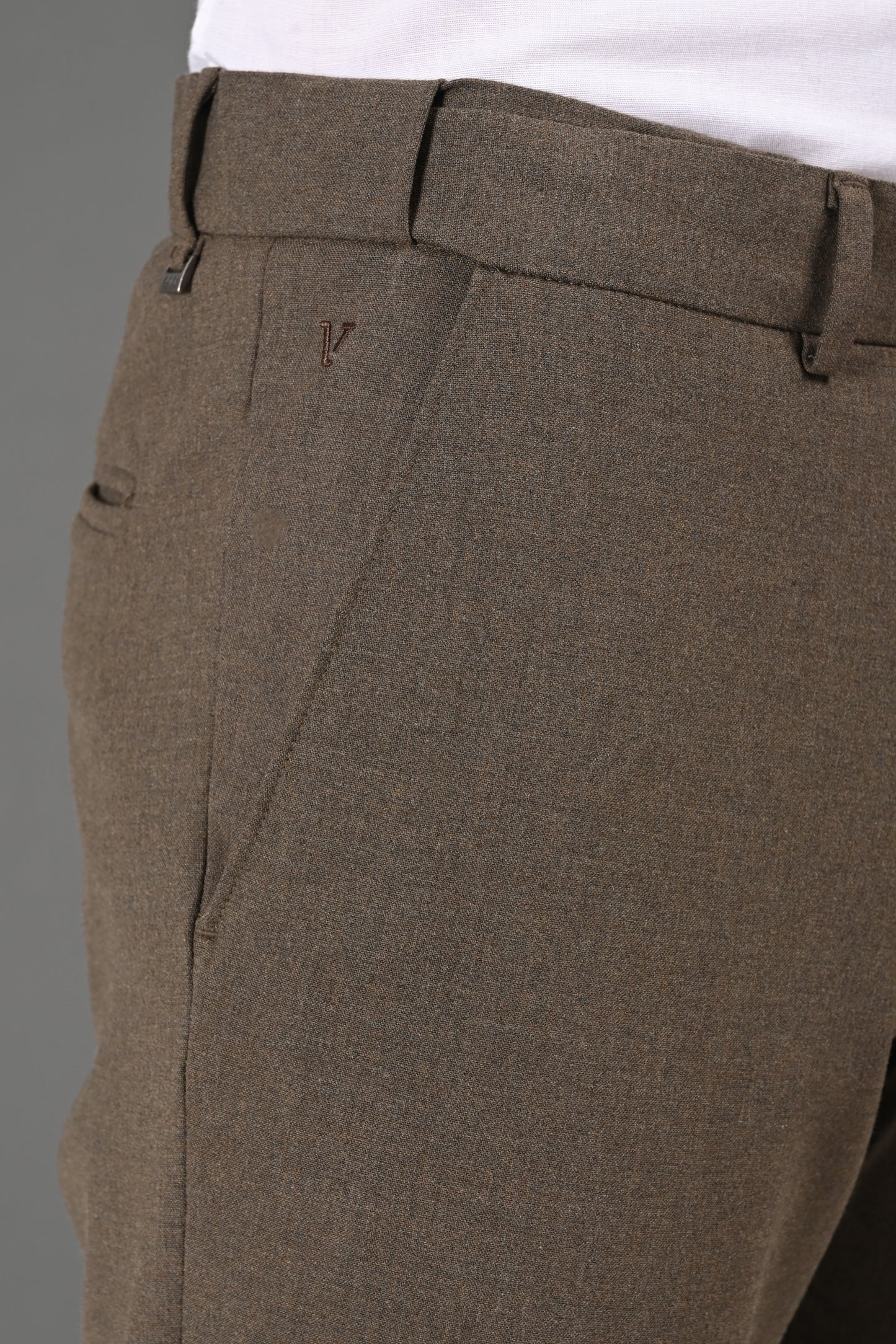 Omniwear Automatic Series – Rich Brown Mélange Ankle Fit 4-Way Stretch Trousers
