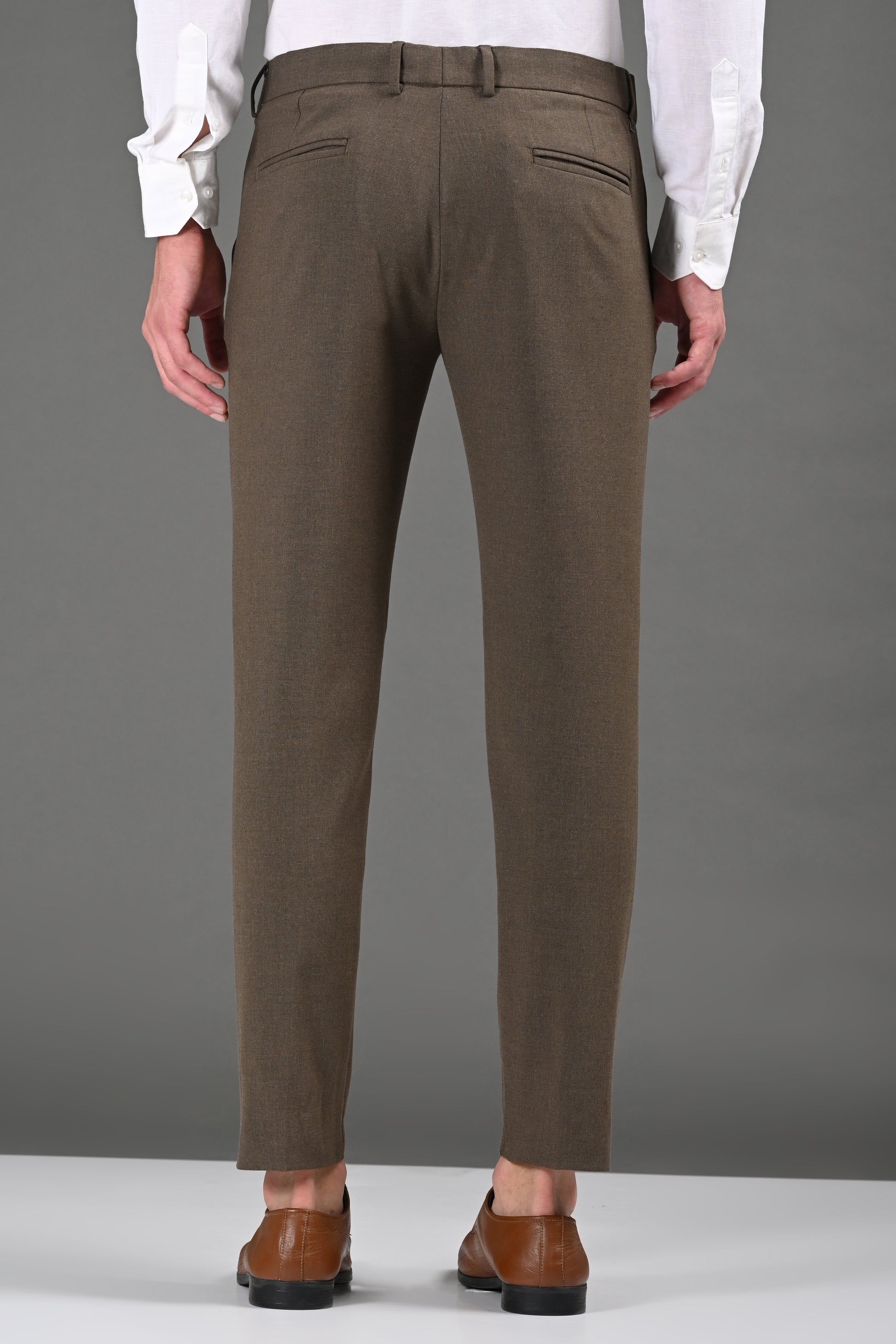 Omniwear Automatic Series – Rich Brown Mélange Ankle Fit 4-Way Stretch Trousers - IVYN