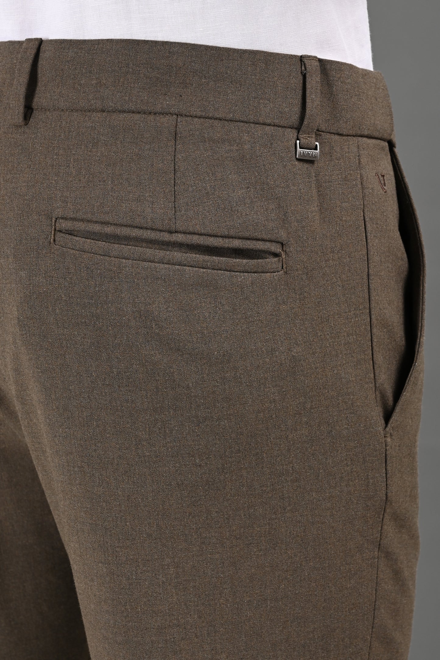 Omniwear Automatic Series – Rich Brown Mélange Ankle Fit 4-Way Stretch Trousers - IVYN