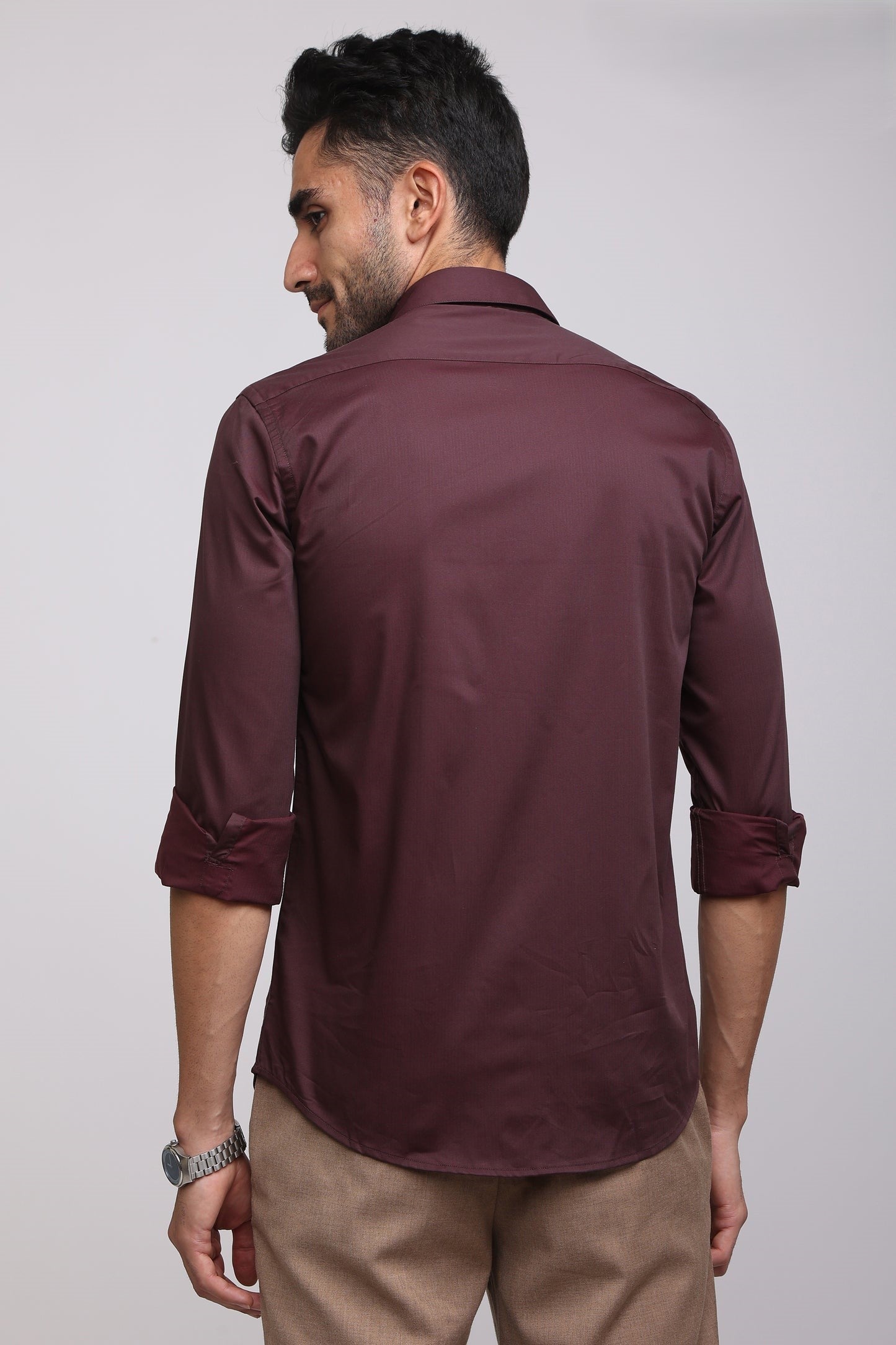 Premium Maroon Solid Shirt - IVYN
