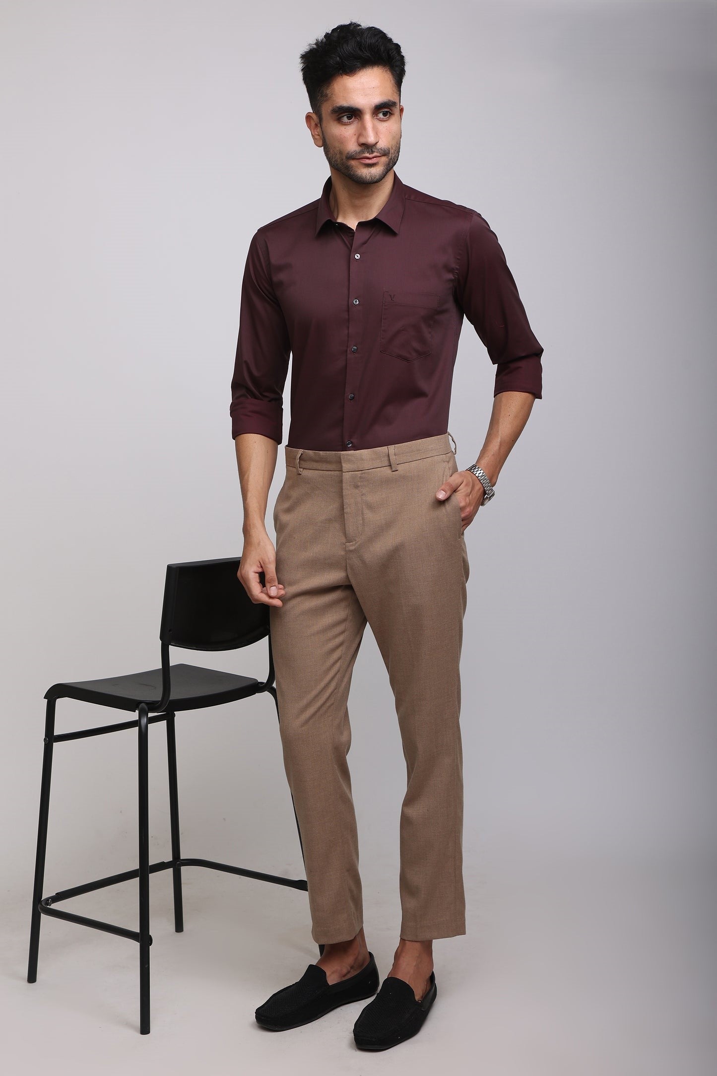 Premium Maroon Solid Shirt - IVYN