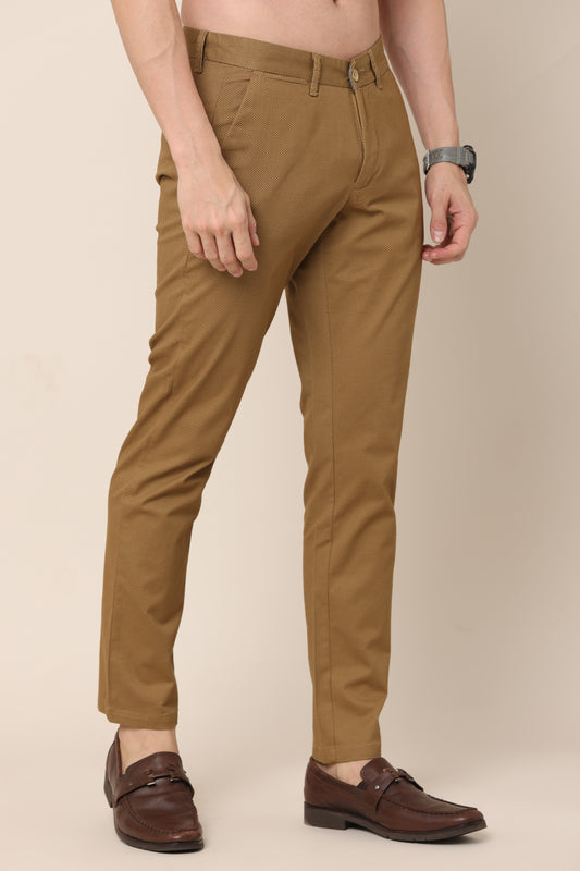 Classic Chocolate  Brown Cotton Checked Chinos - IVYN