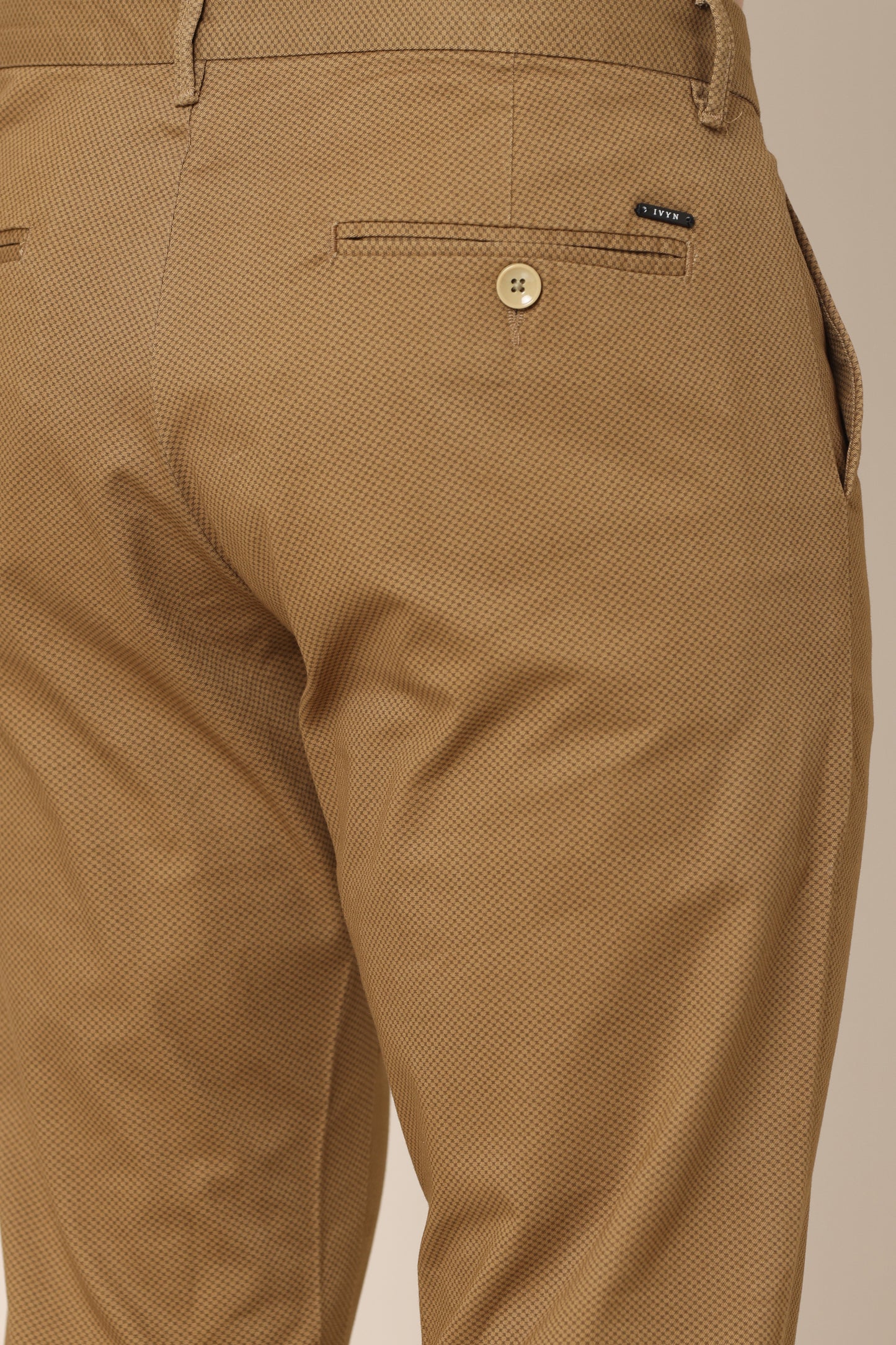 Classic Chocolate Brown Cotton Checked Chinos - IVYN