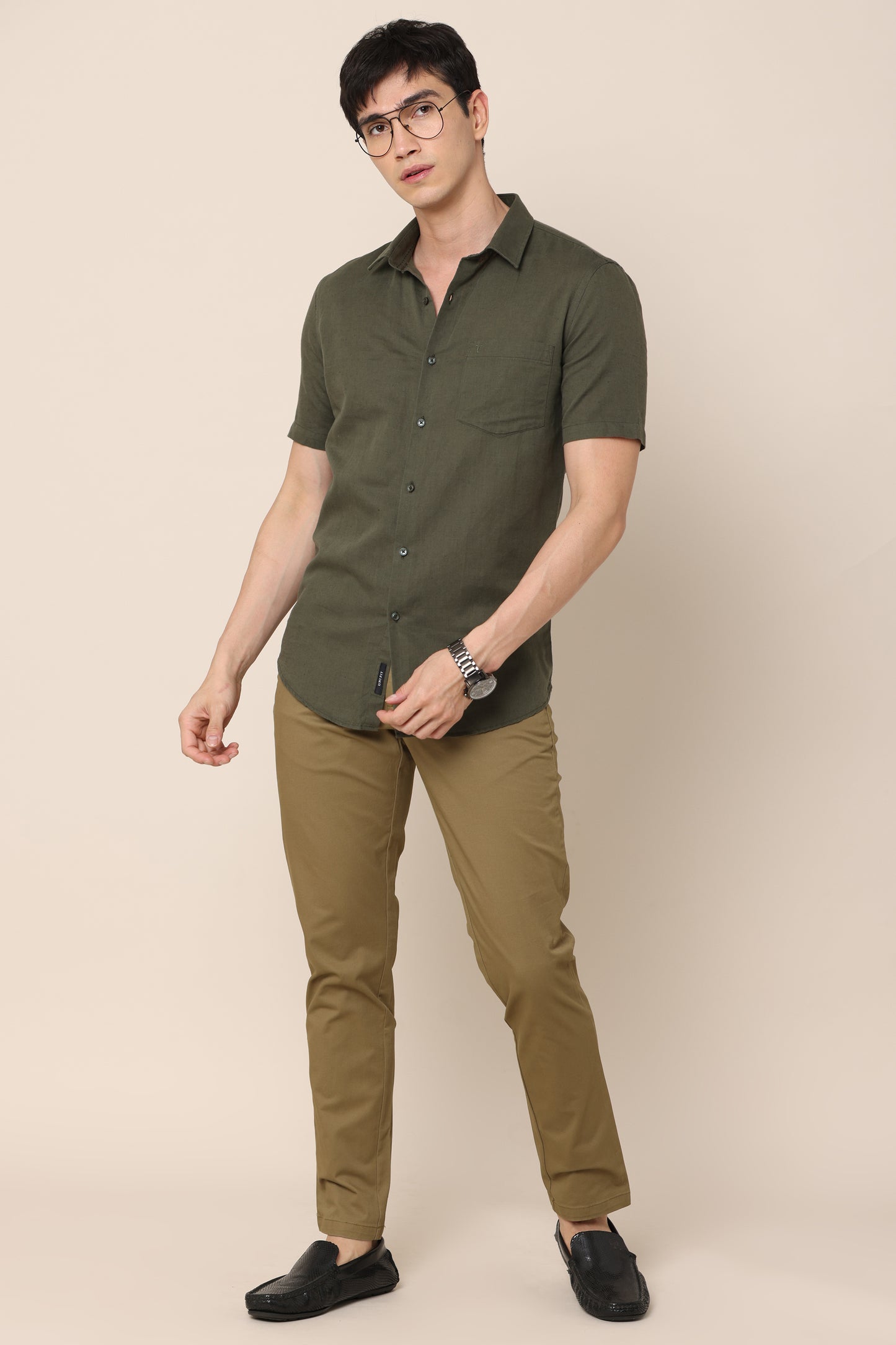 IvoryBlend Olive Green Cotton Pants - IVYN