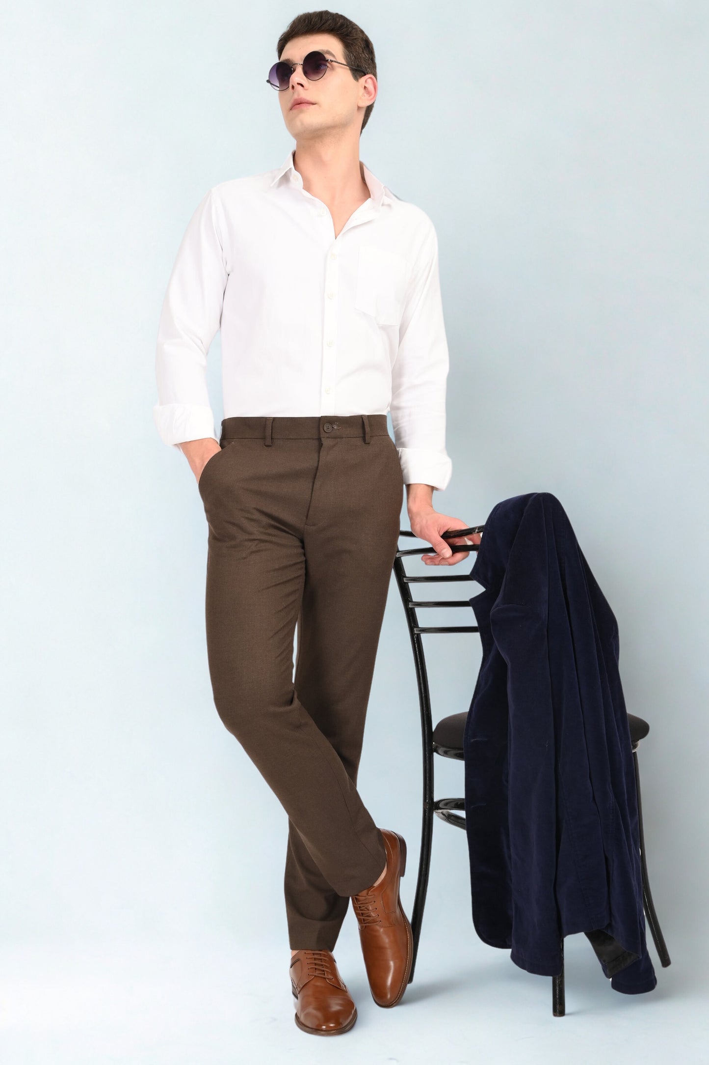 Brown Mélange – Ultra Slim Fit 4-Way Stretch Formal Trouser