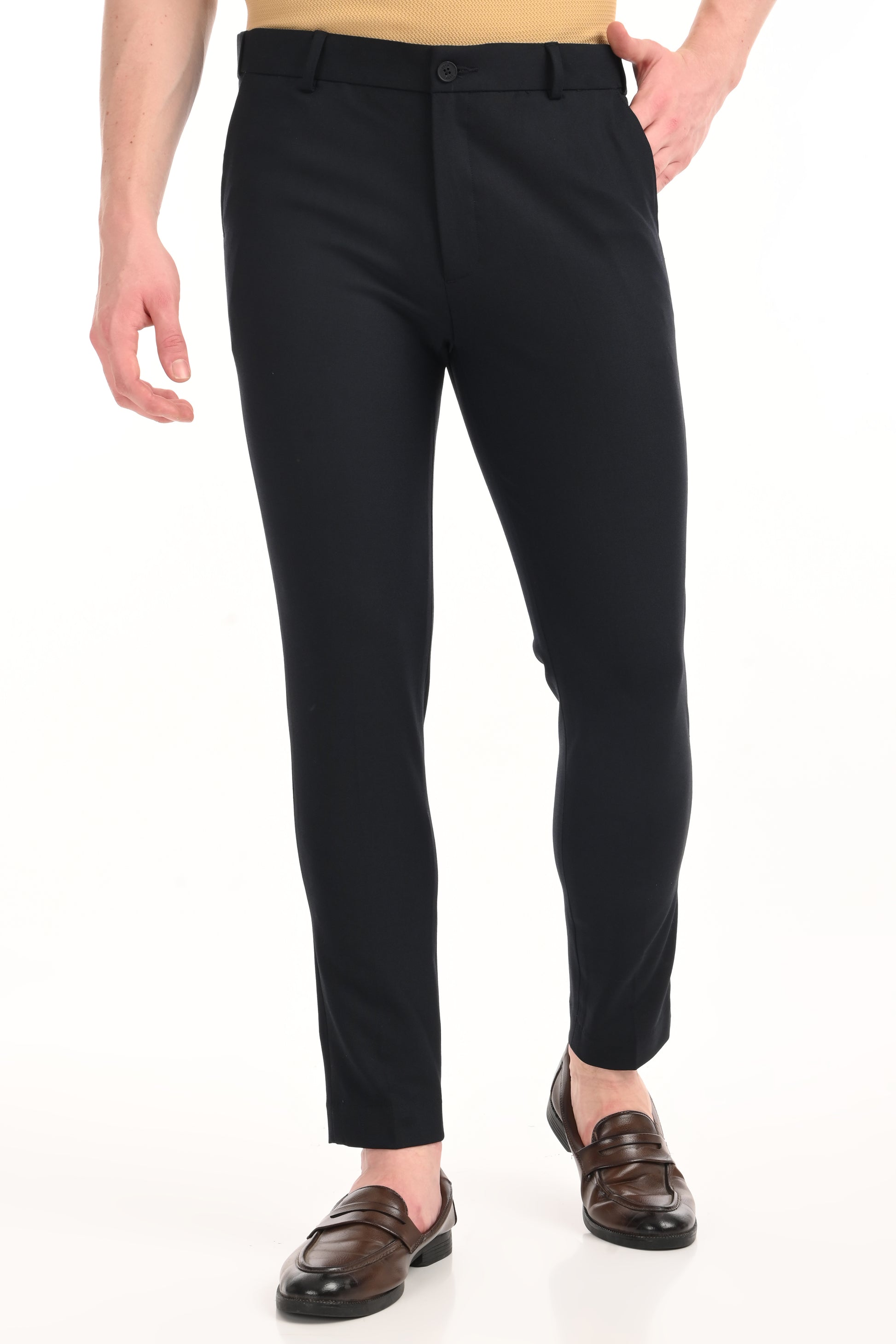 Omniwear Automatic Series – Navy Blue Ankle Fit 4-Way Stretch Trousers - IVYN