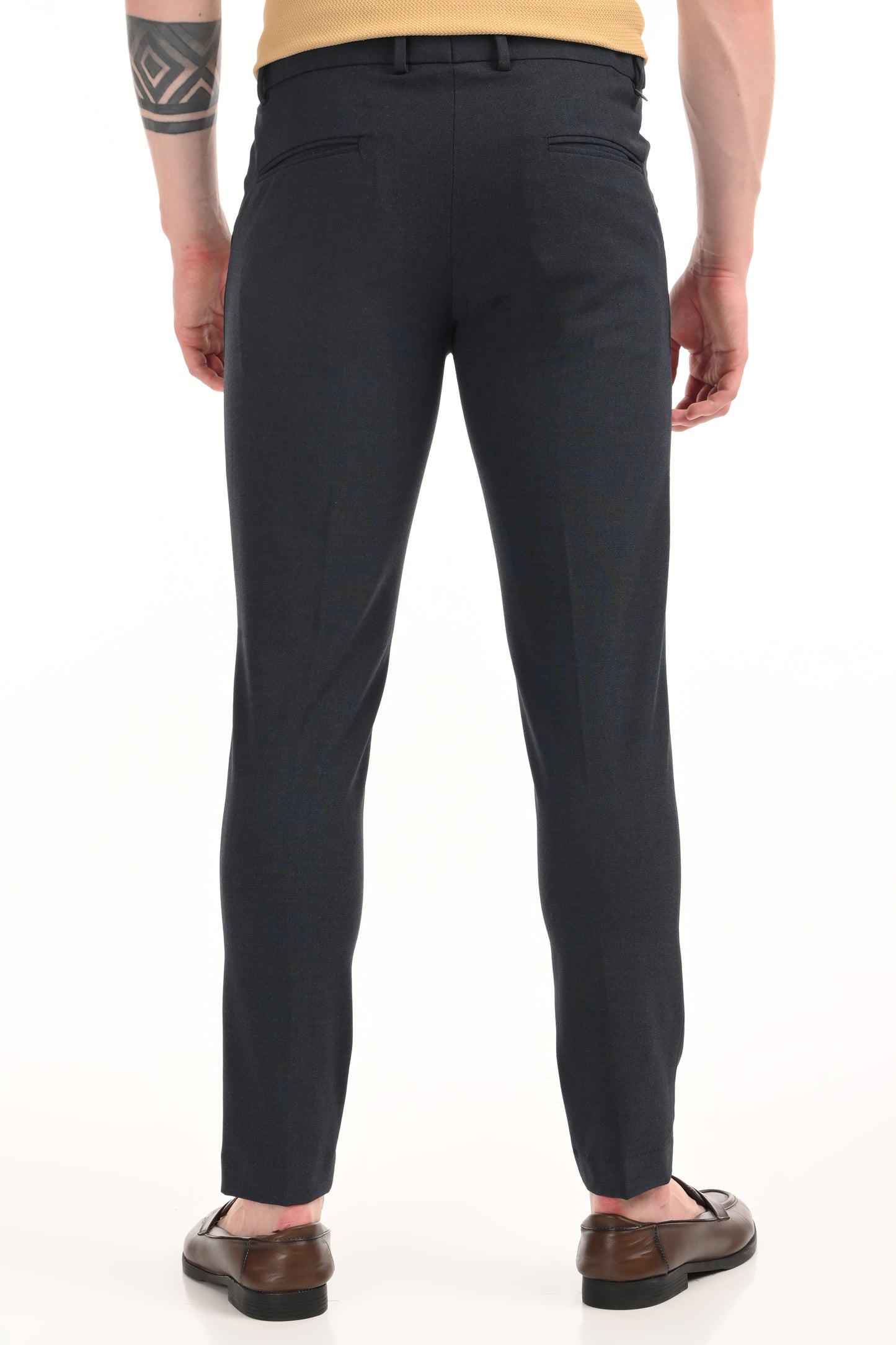 Omniwear Automatic Series – Steel Blue Mélange Ankle Fit 4-Way Stretch Trousers - IVYN