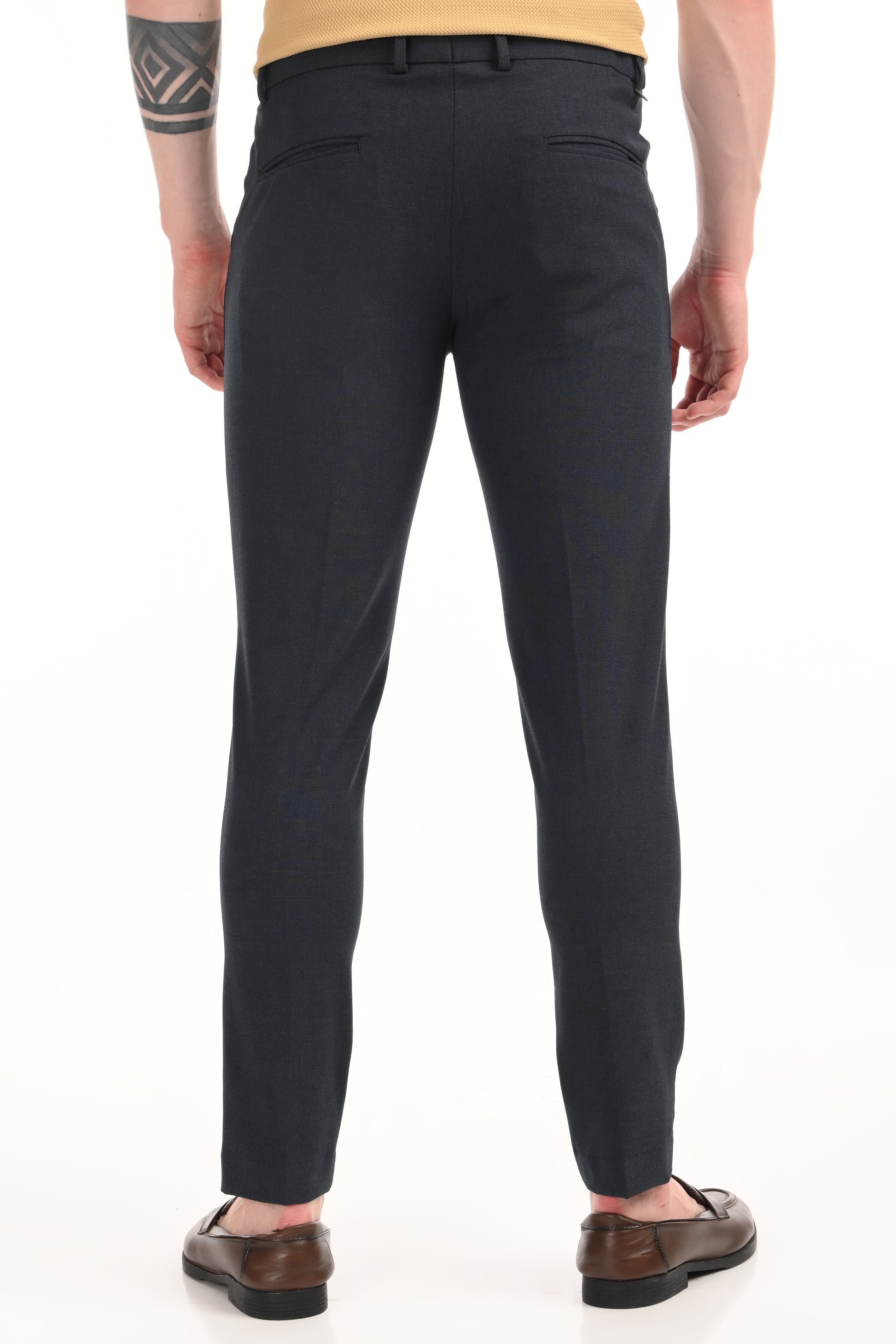 Omniwear Automatic Series – Steel Blue Mélange Ankle Fit 4-Way Stretch Trousers - IVYN