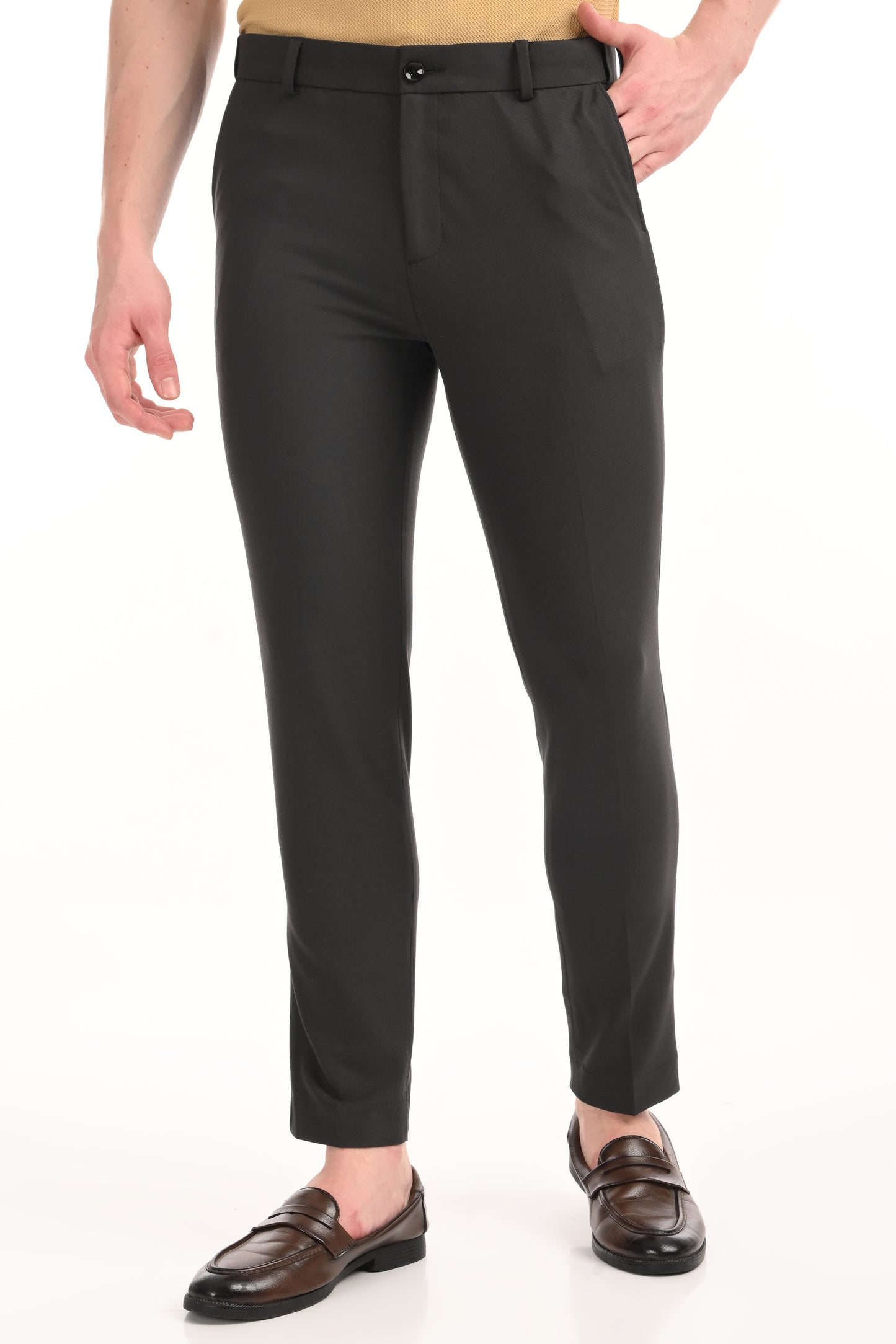 Omniwear Automatic Series – Charcoal Black Ankle Fit 4-Way Stretch Trousers