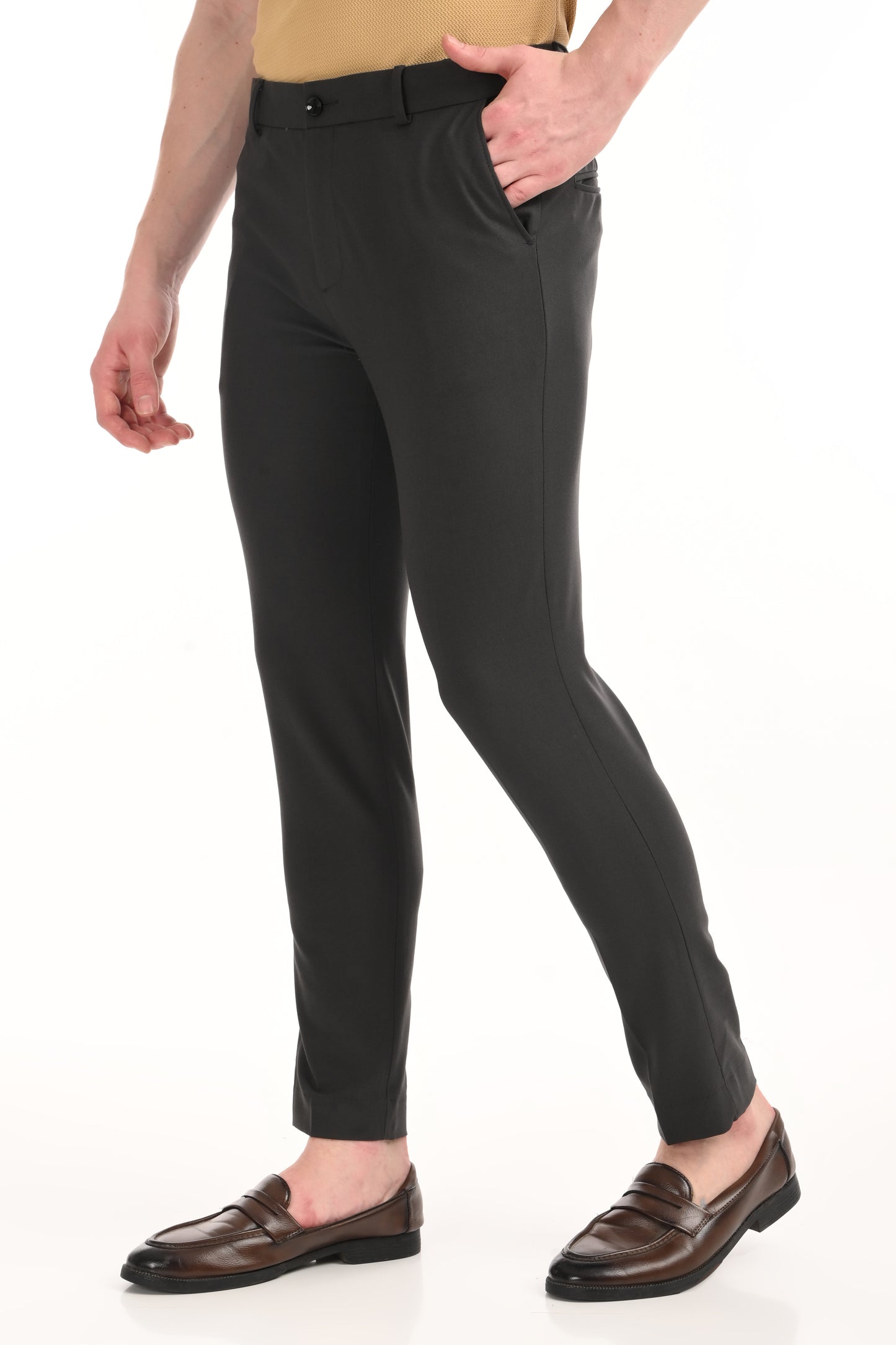 Omniwear Automatic Series – Charcoal Black Ankle Fit 4-Way Stretch Trousers