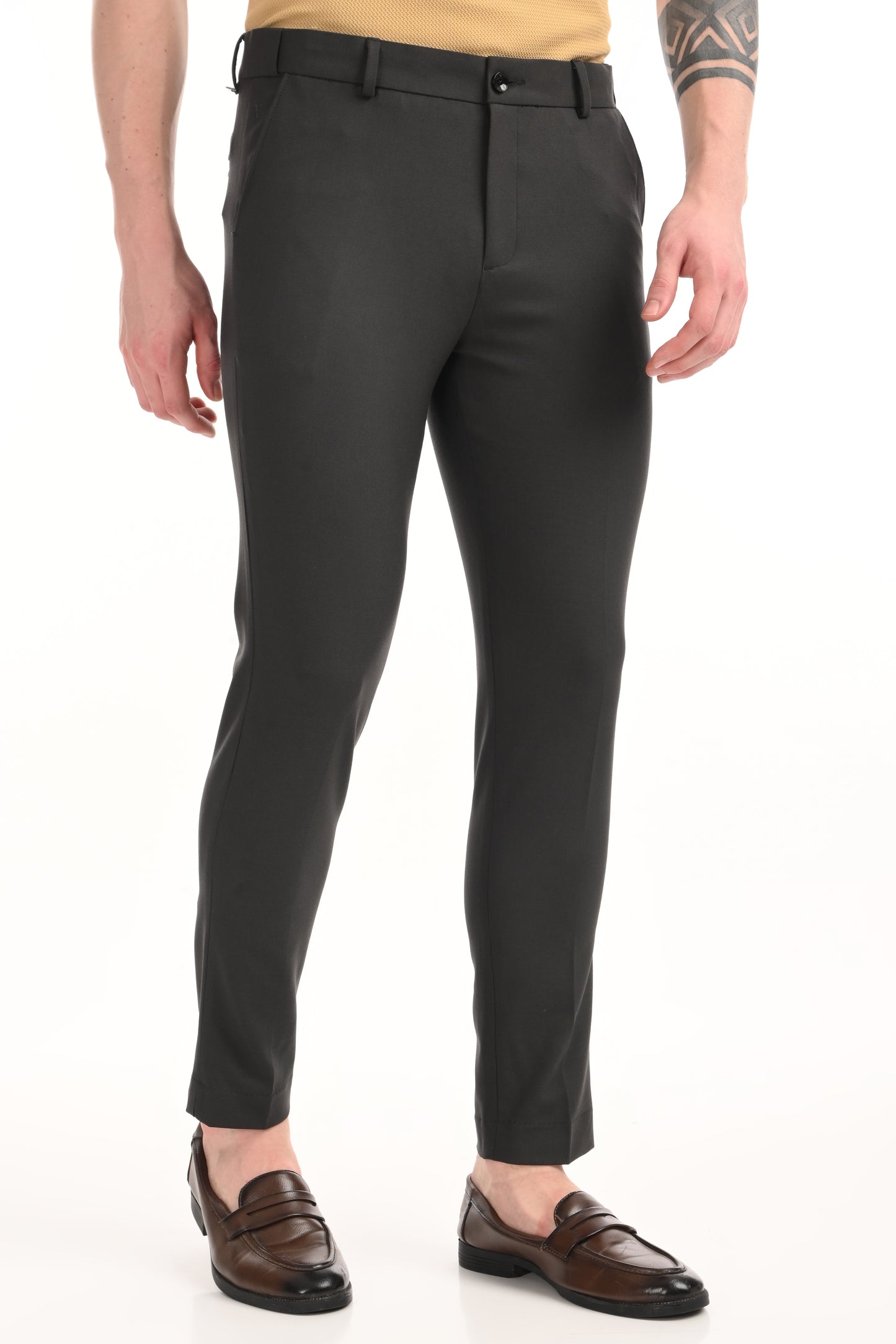 Omniwear Automatic Series – Charcoal Black Ankle Fit 4-Way Stretch Trousers
