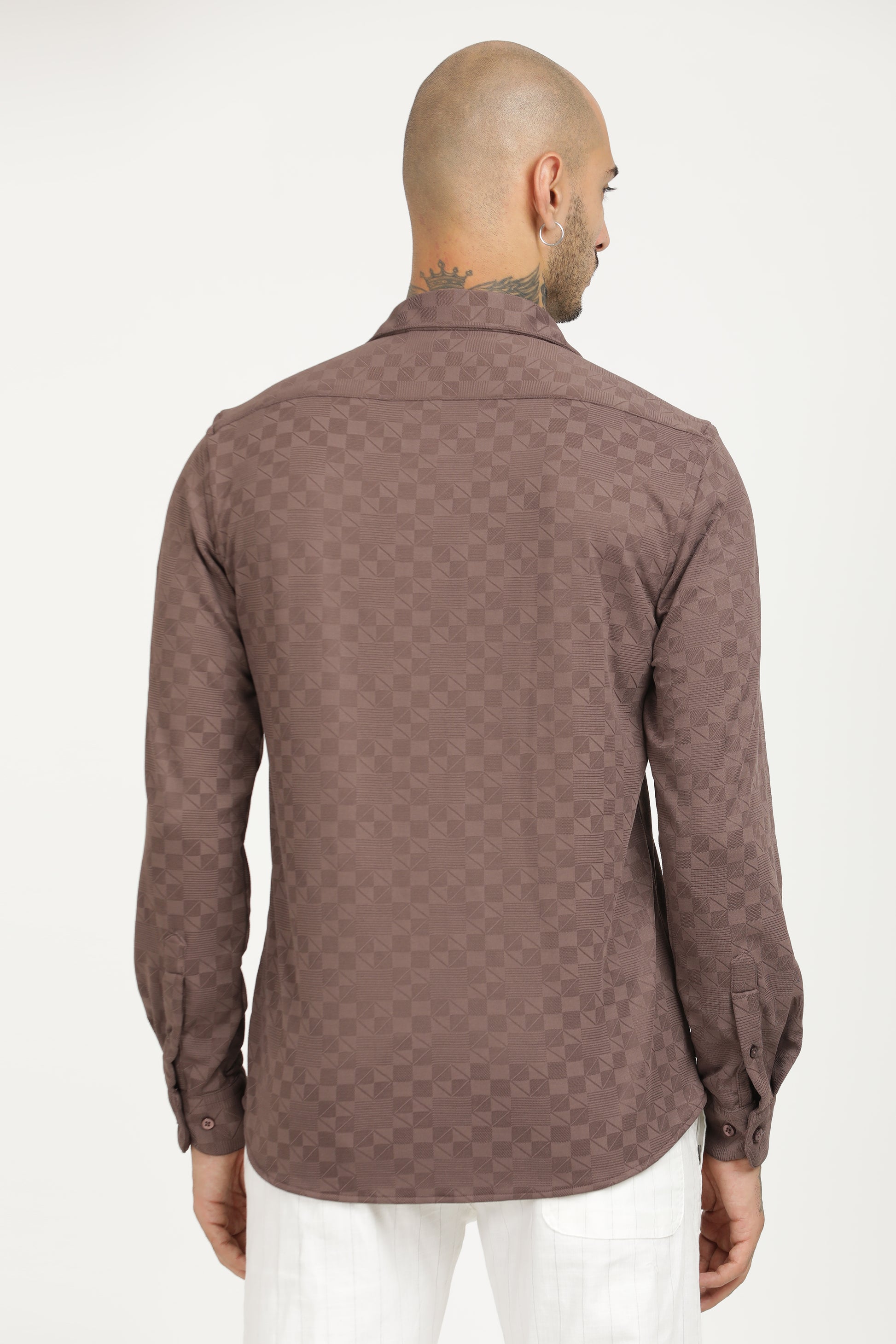 Chestnut Classic Slim Fit Self Design Textured Casual Shirt - IVYN