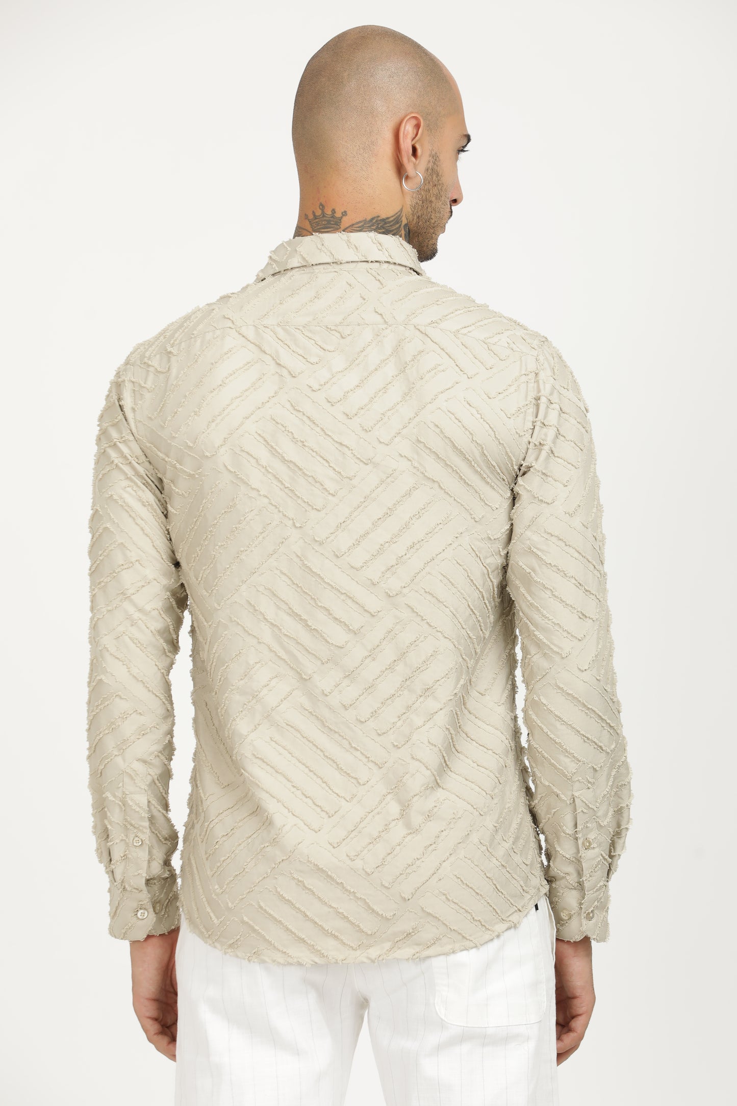 Ivory Classic Slim Fit Self Design Textured Casual Shirt - IVYN