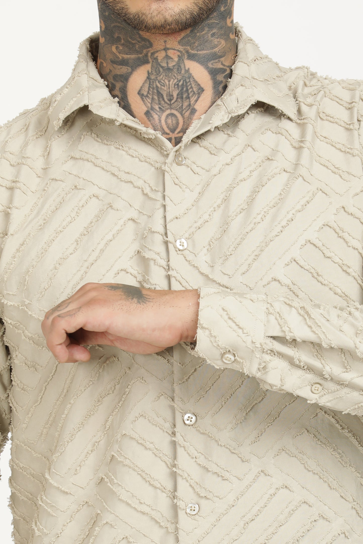 Ivory Classic Slim Fit Self Design Textured Casual Shirt - IVYN