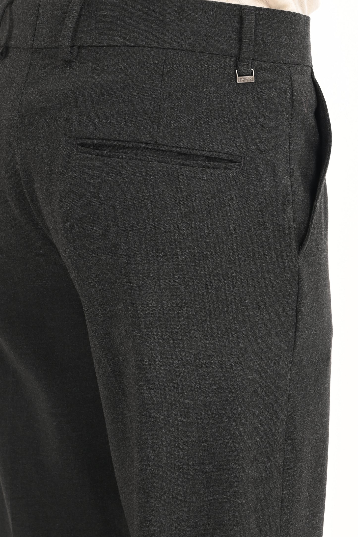 Men's Straight Fit 4-Way Stretch Lycra Trousers - Charcoal Black - IVYN
