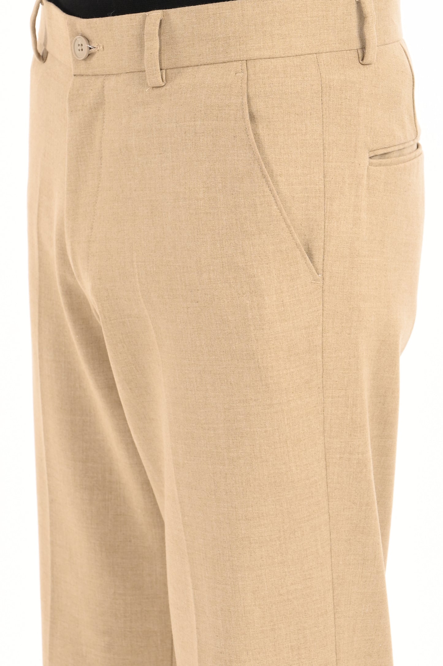 Men's Elegant Straight Fit 4-Way Stretch Lycra Trousers - Sand Beige - IVYN