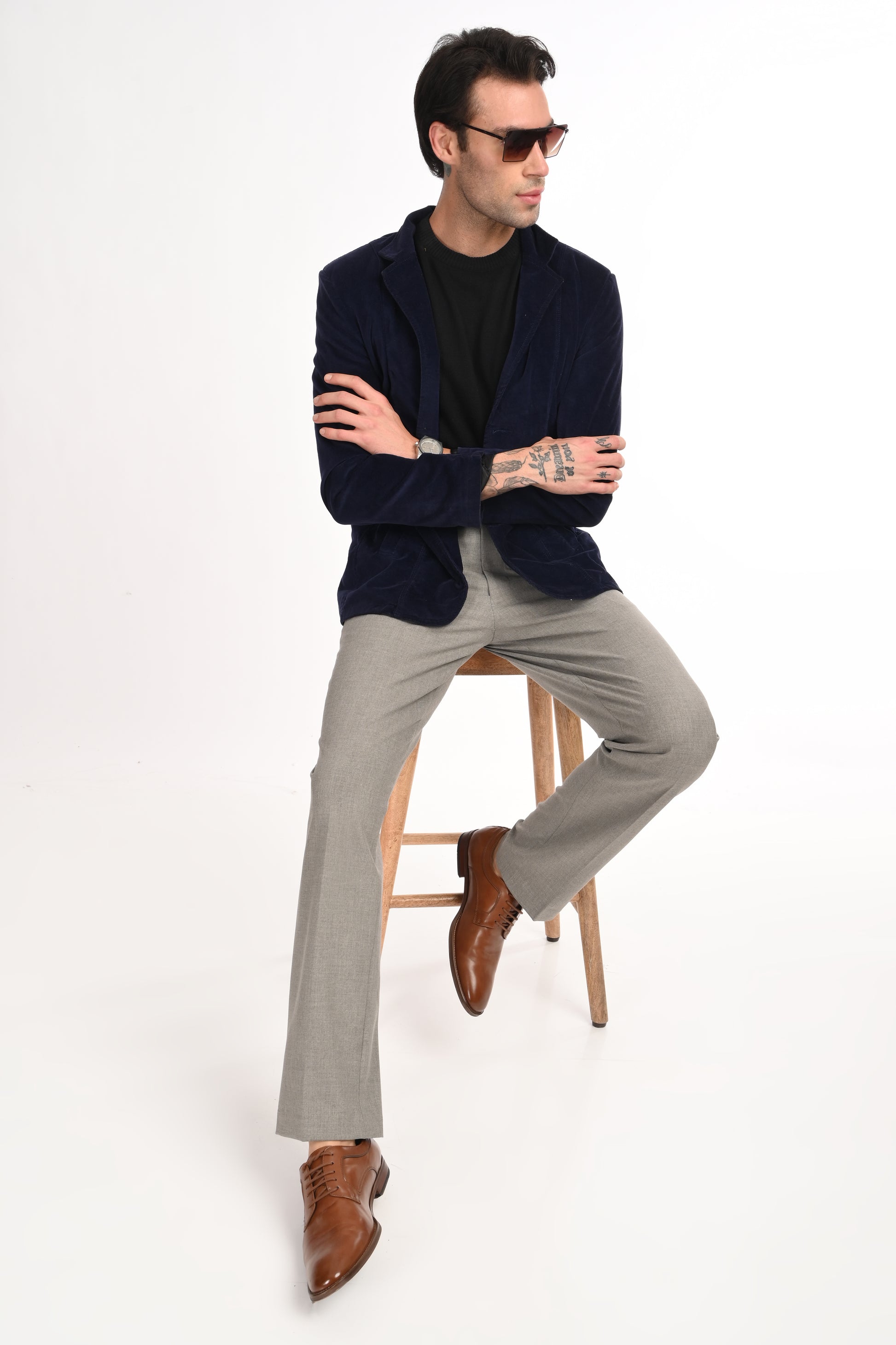 Men's Elegant Straight Fit 4-Way Stretch Lycra Trousers - Ash Grey - IVYN