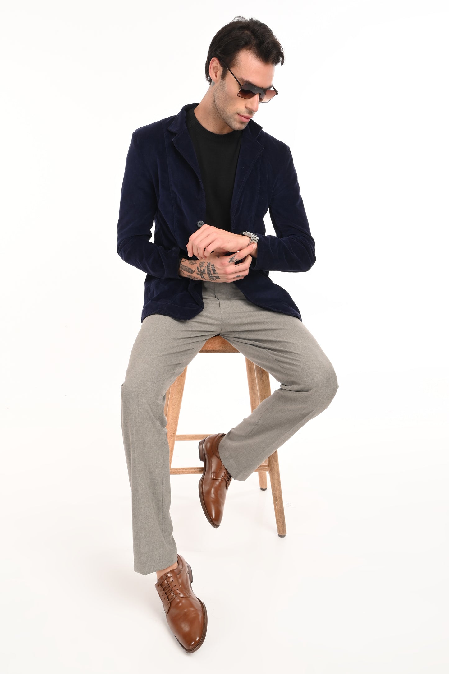 Men's Elegant Straight Fit 4-Way Stretch Lycra Trousers - Ash Grey - IVYN