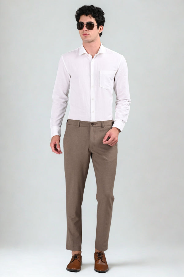Omniwear Automatic Series – Ankle Fit 4-Way Stretch Trousers - Taupe Brown Mélange