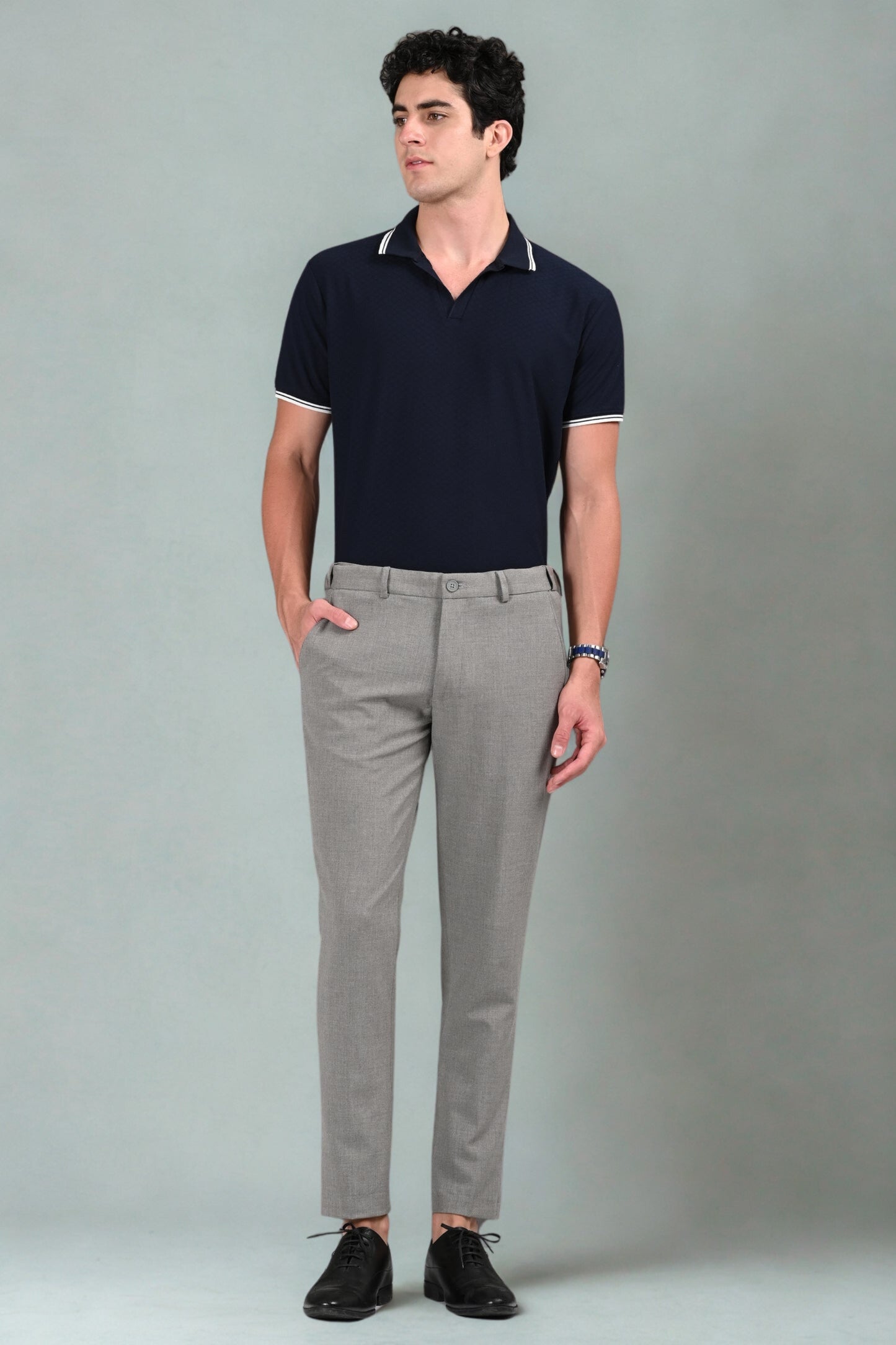 Omniwear Automatic Series – Grey Ankle Fit 4-Way Stretch Trousers - IVYN