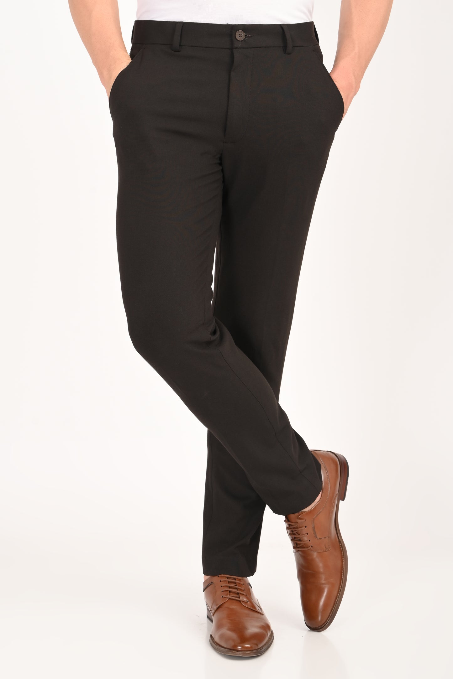 Espresso Brown – Ankle Fit 4-Way Stretch Formal Trouser - IVYN