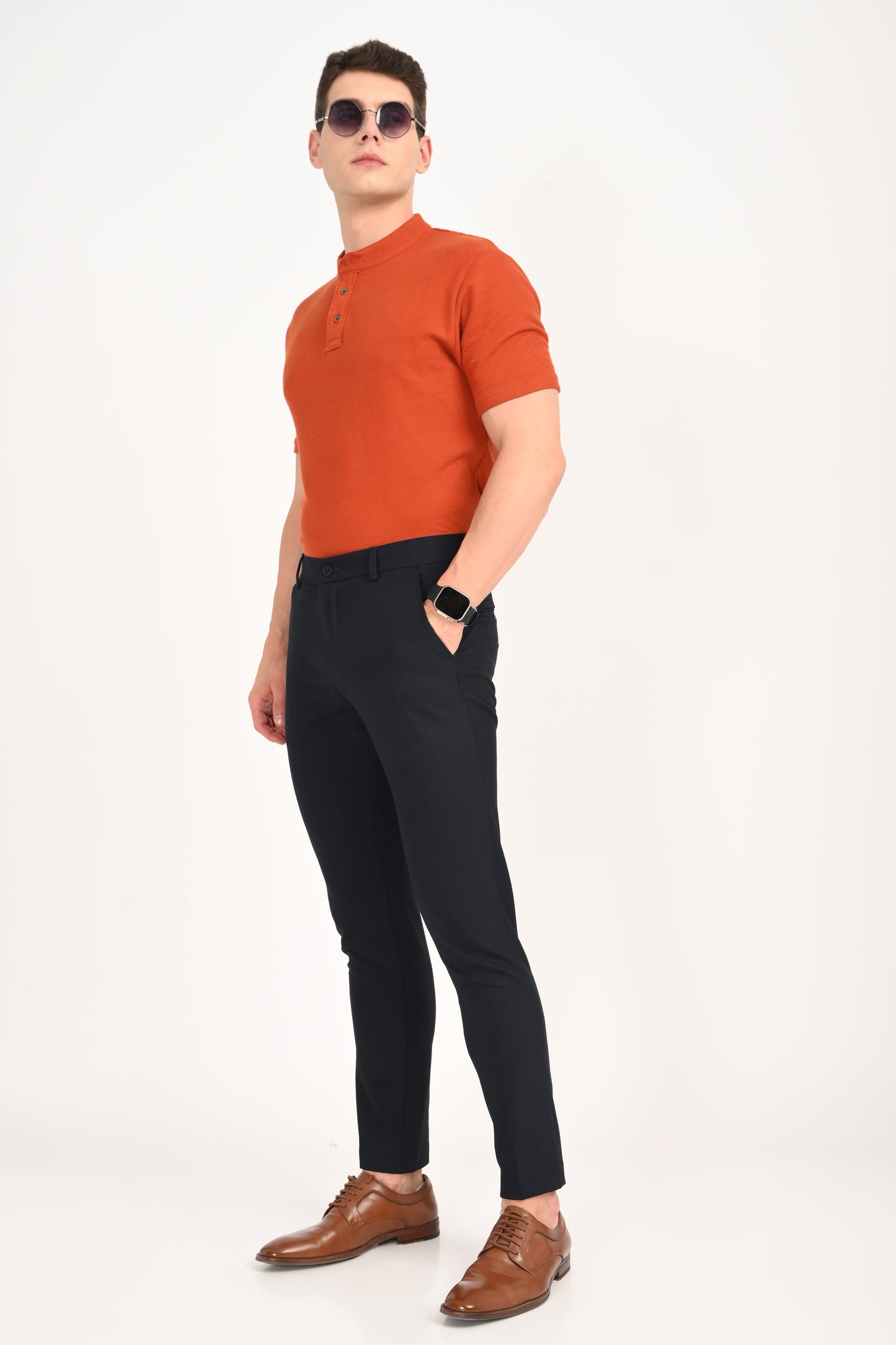Navy Blue – Ankle Fit 4-Way Stretch Formal Trouser - IVYN