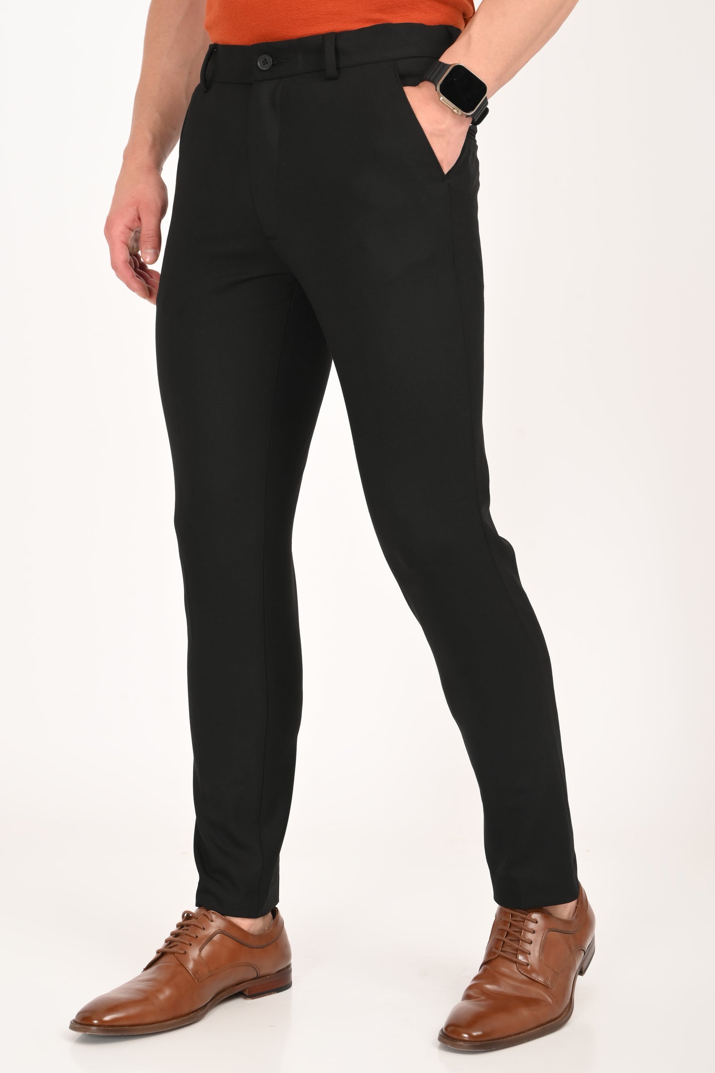 Jet Black – Ankle Fit 4-Way Stretch Formal Trouser - IVYN
