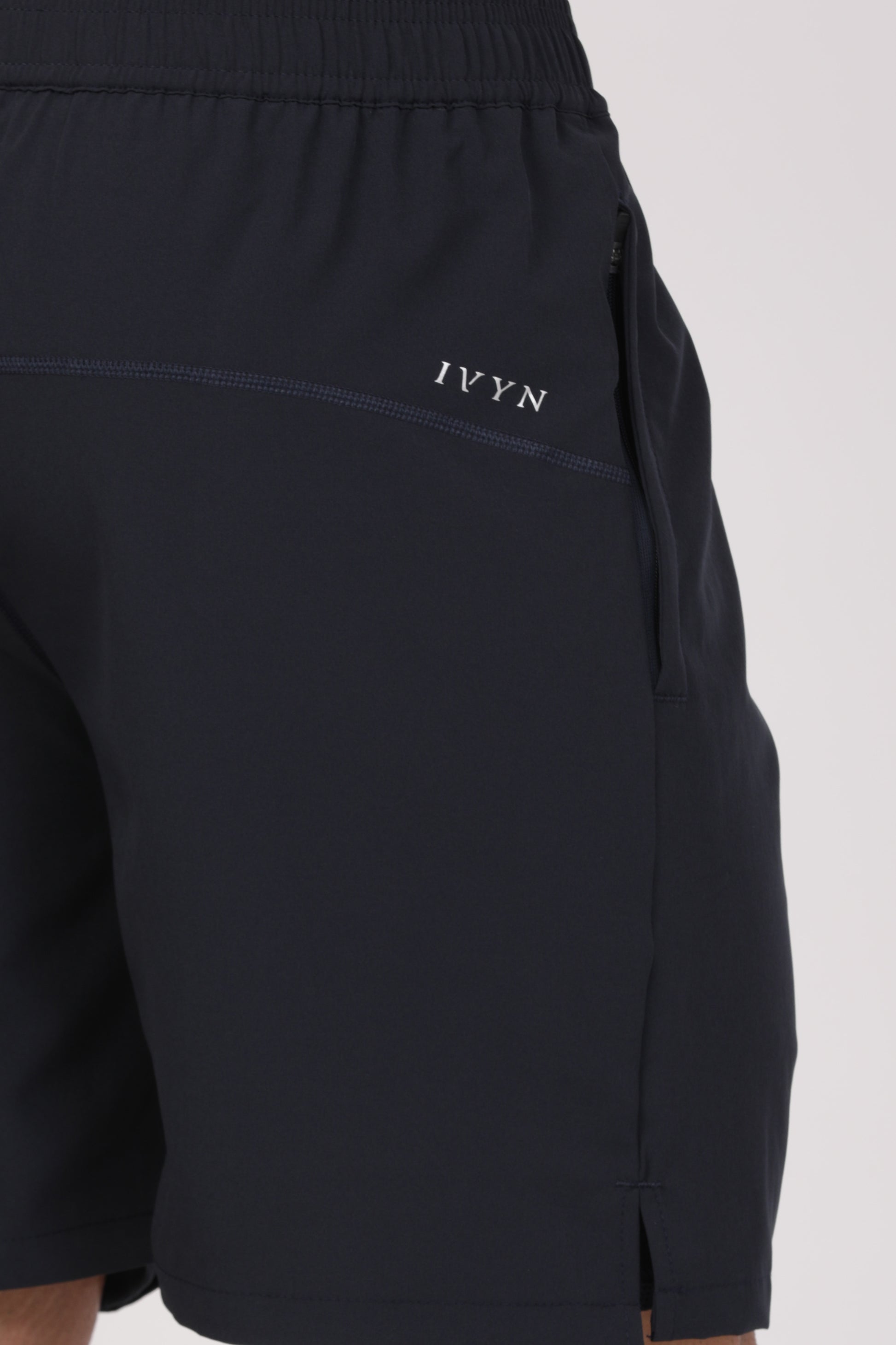 Men’s Navy Dual-Layer Performance Shorts – 4-Way Stretch Jersey - IVYN