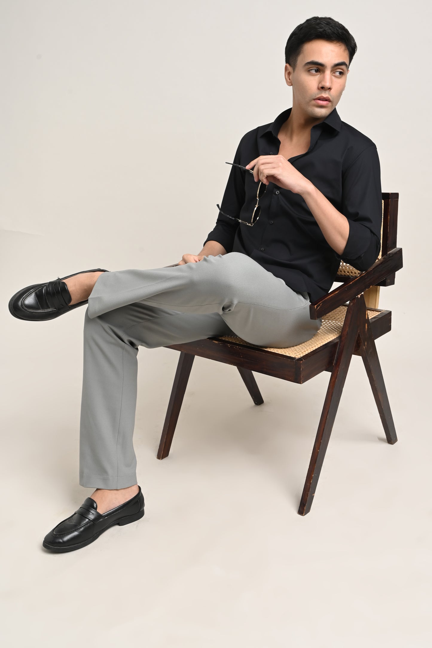 Premium Stretch Cotton Shirt – Jet Black