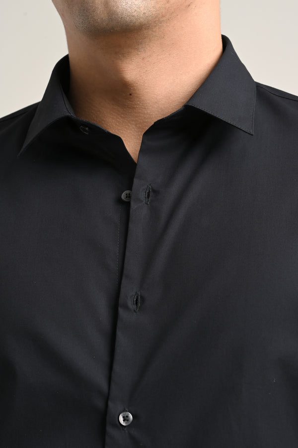 Stretch Solid Shirt - Black (image 2)