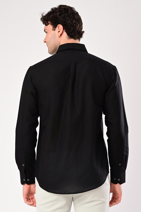 Premium Cotton Linen Shirts - Midnight Black (image 1)