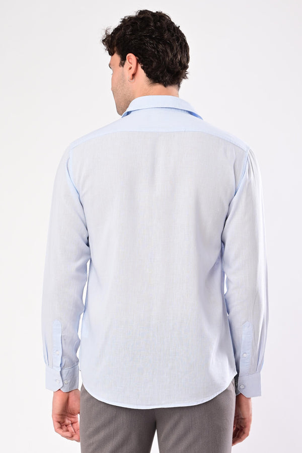 Premium Cotton Linen Shirts - Sky Mist (image 1)