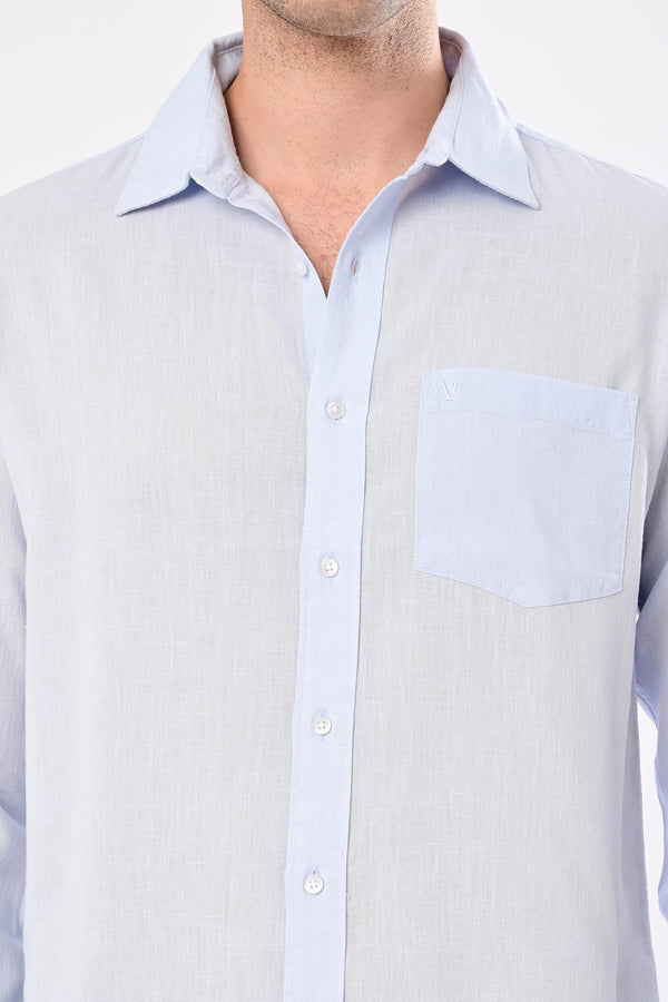 Premium Cotton Linen Shirts - Sky Mist alternate view