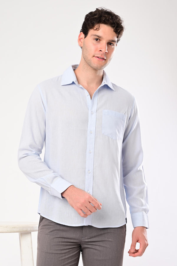 Premium Cotton Linen Shirts - Sky Mist