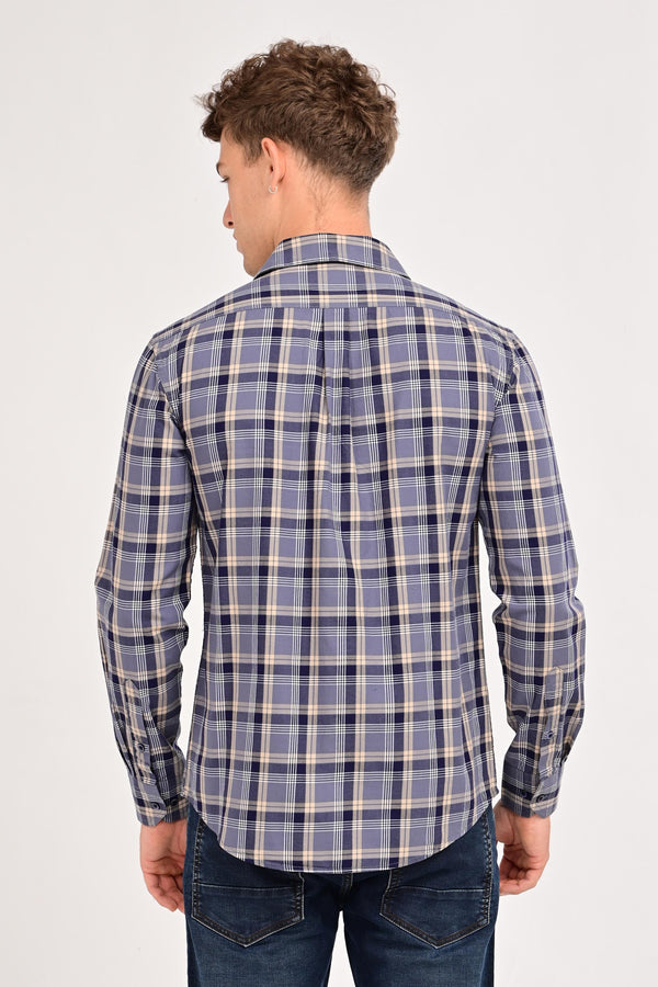Smart Casual Plaid Shirt - Blue Grey (image 1)