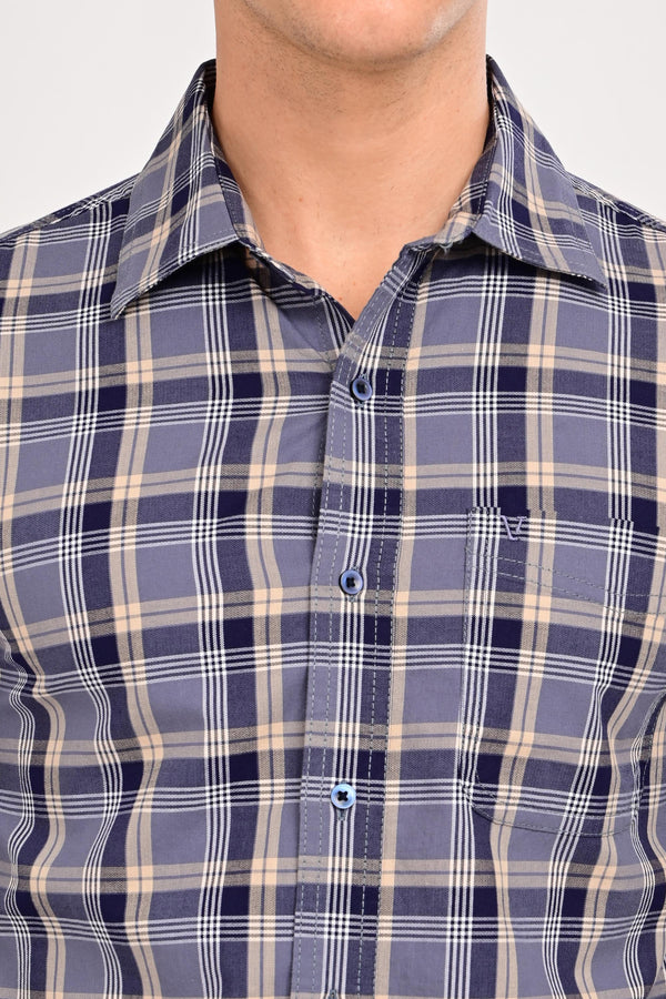 Smart Casual Plaid Shirt - Blue Grey (image 2)
