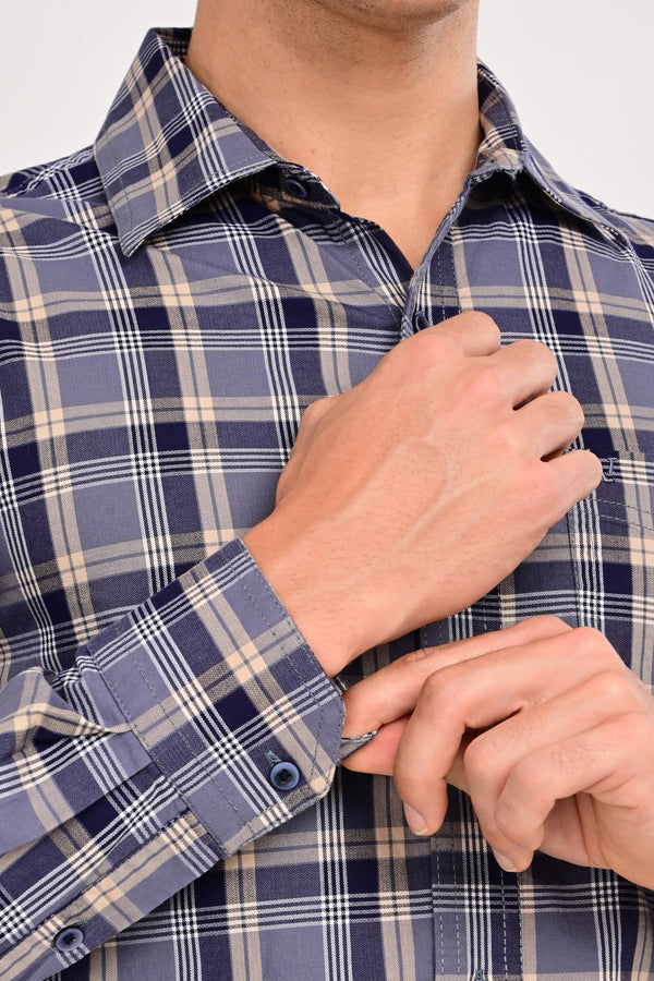 Smart Casual Plaid Shirt - Blue Grey alternate view