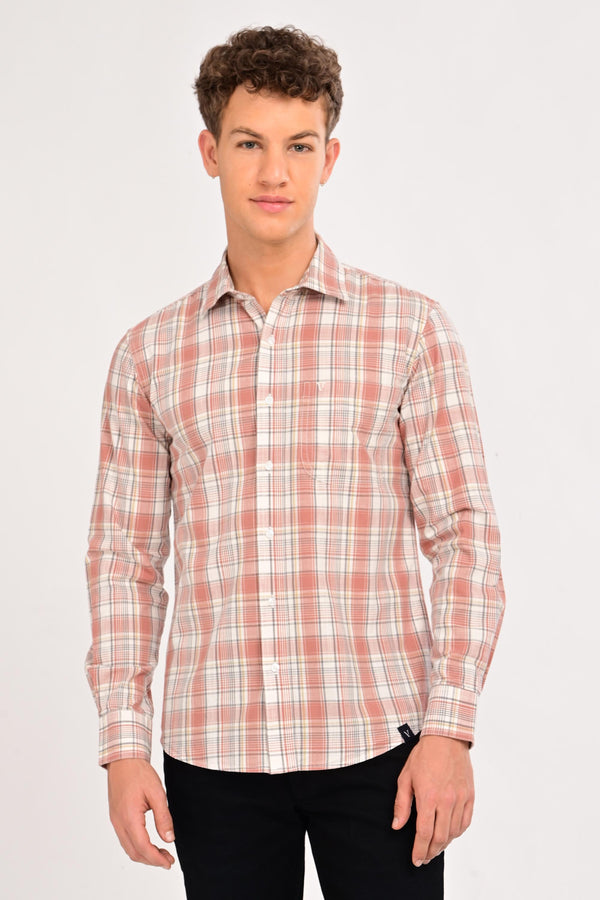 Smart Casual Plaid Shirt - Coral Sand