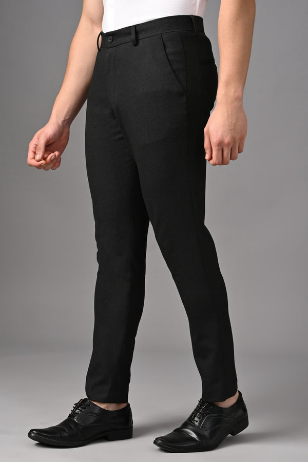Ankle-Fit Stretch Trouser - Mélange Charcoal Black alternate view