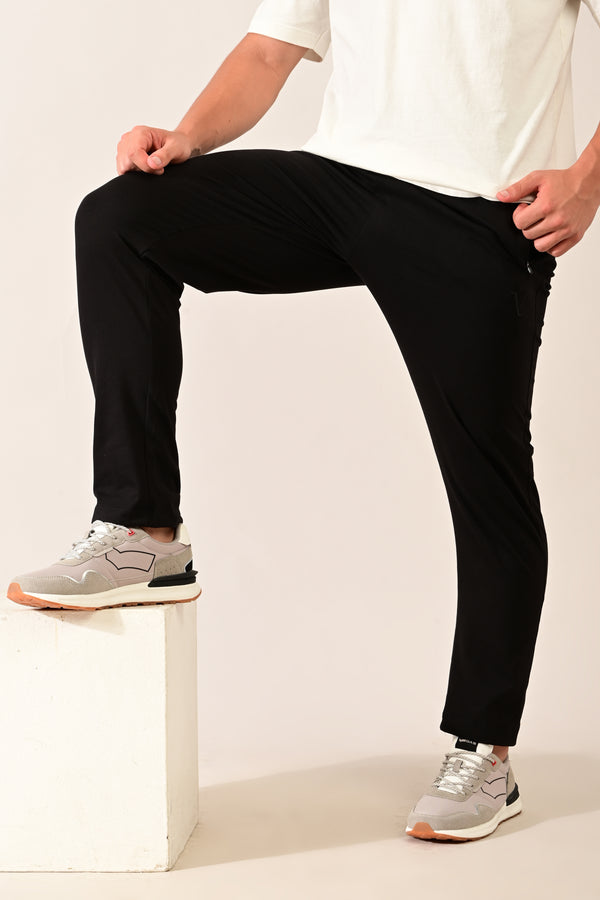 IVYN 4-Way Stretch Cotton Track Pants – Slim Fit - Jet Black alternate view