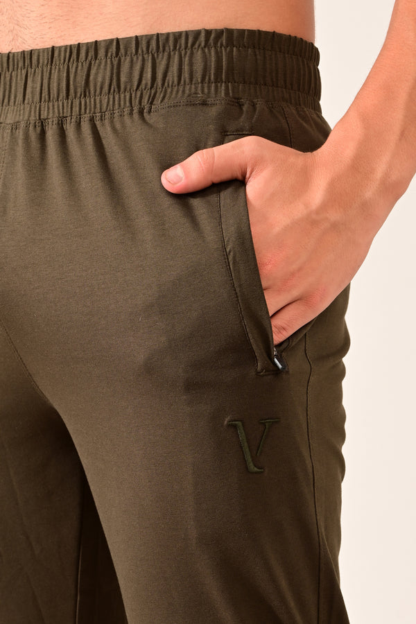 IVYN 4-Way Stretch Cotton Track Pants – Slim Fit - Olive Green (image 1)