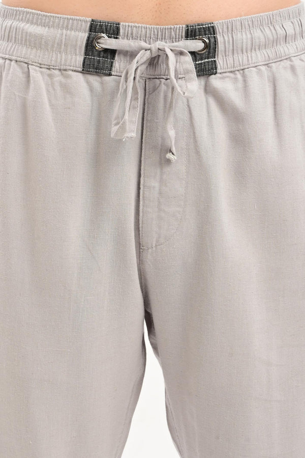 Oasis Linen-Blend Drawstring Trousers — Dove Grey - IVYN