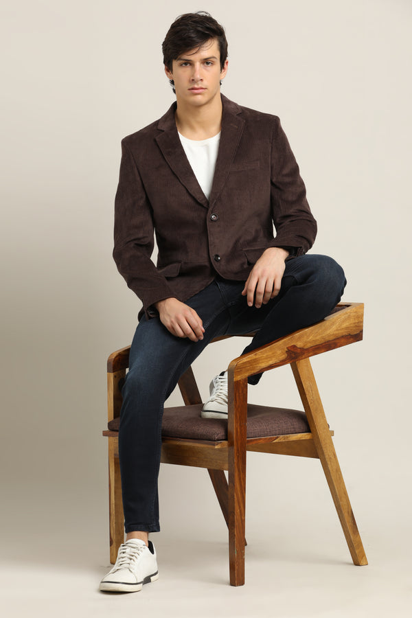 Men's Corduroy Blazer - Brown (image 1)
